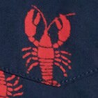 Short-sleeve lobster-print slim casual shirt NAVY RED BIG LOBSTER factory: short-sleeve lobster-print slim casual shirt for men
