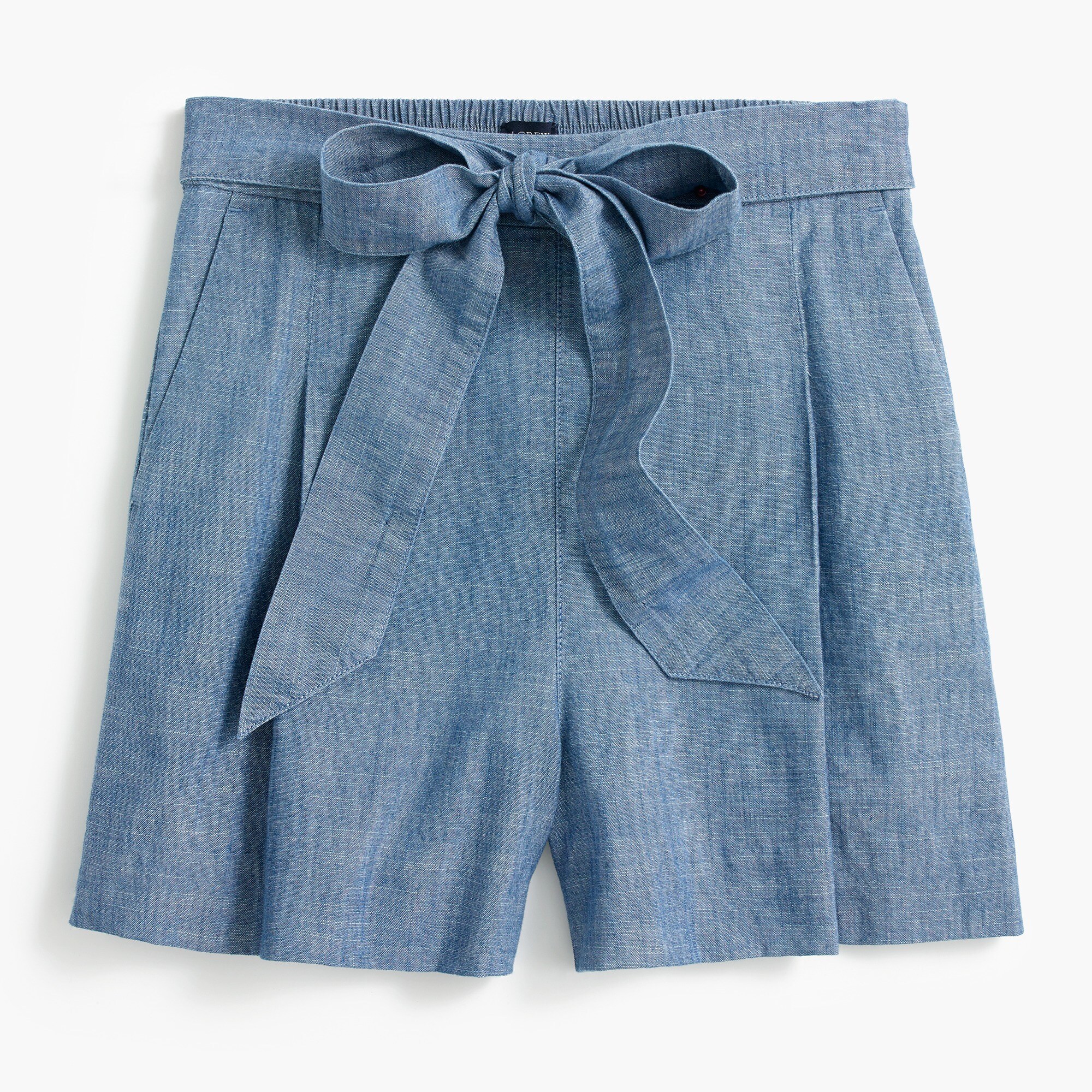 tie-waist chambray short for women
