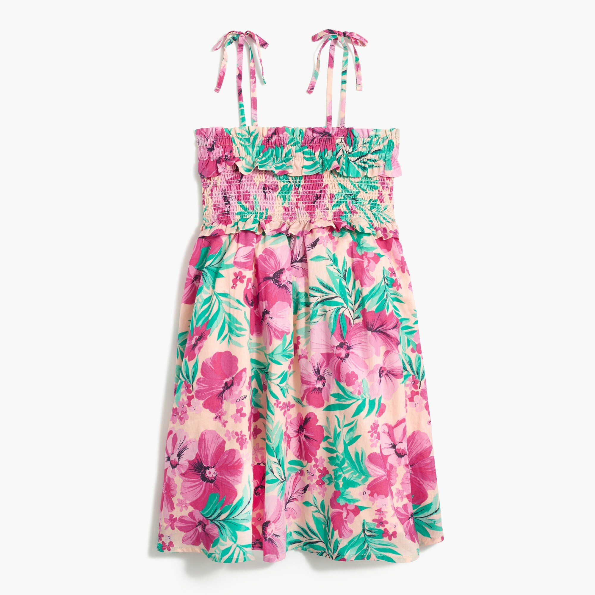 girls' smocked cotton dress in hawaiian print for girls