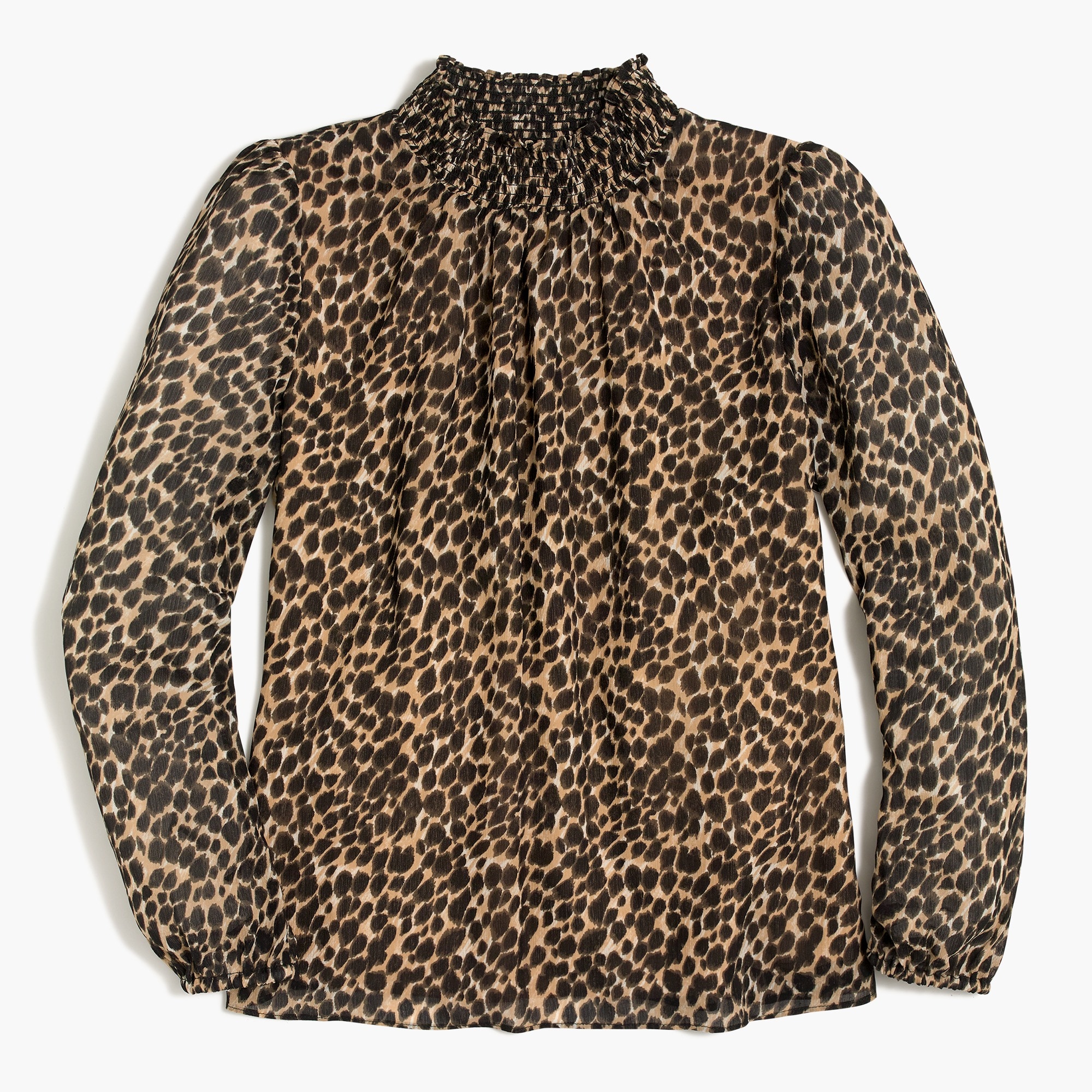Leopard long-sleeve mockneck top