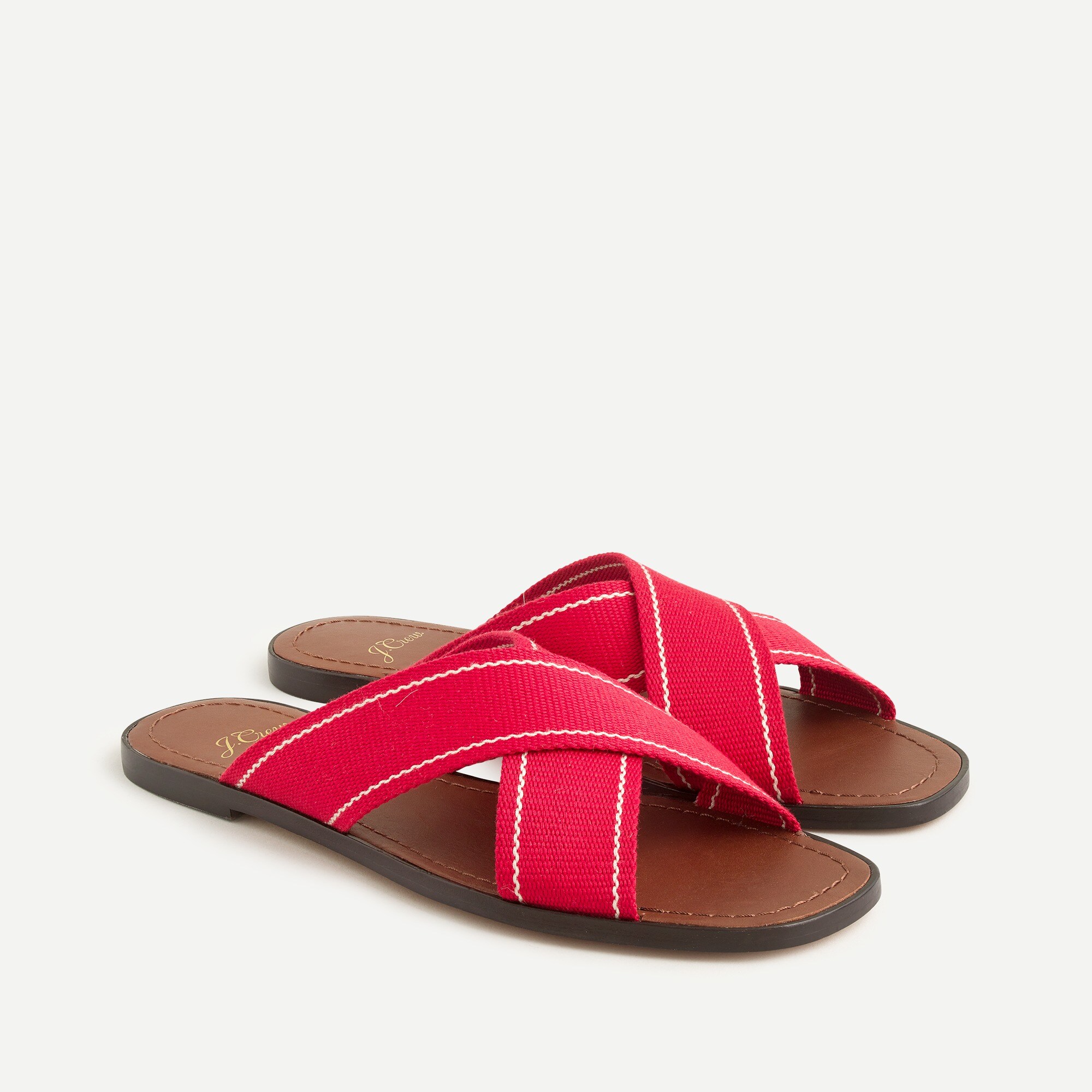 Flat sandals with woven straps