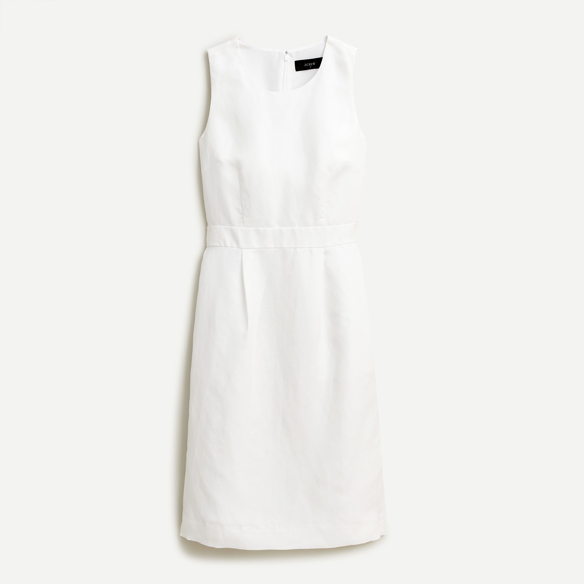 white linen sheath dress