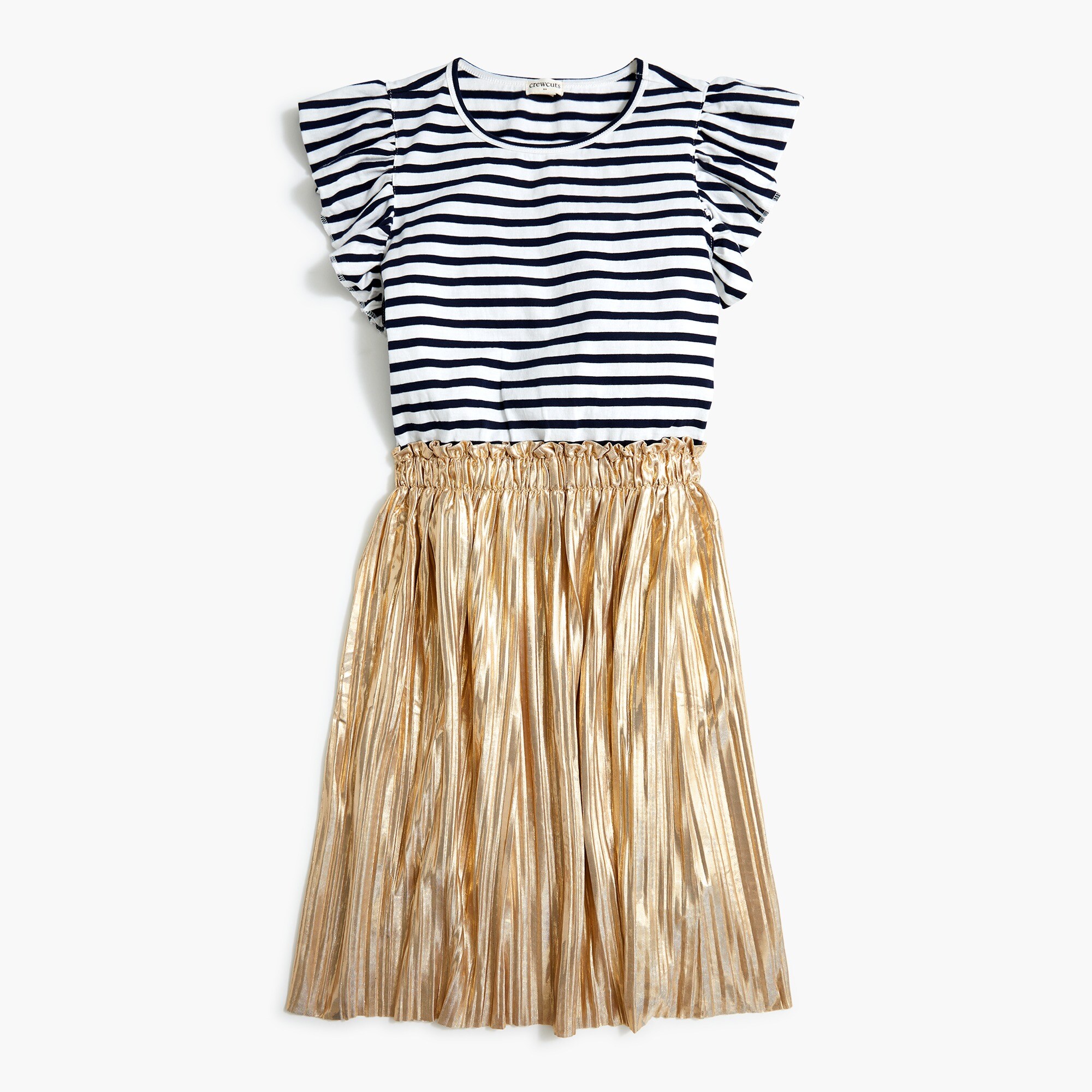 Girls' striped metallic cotton dress