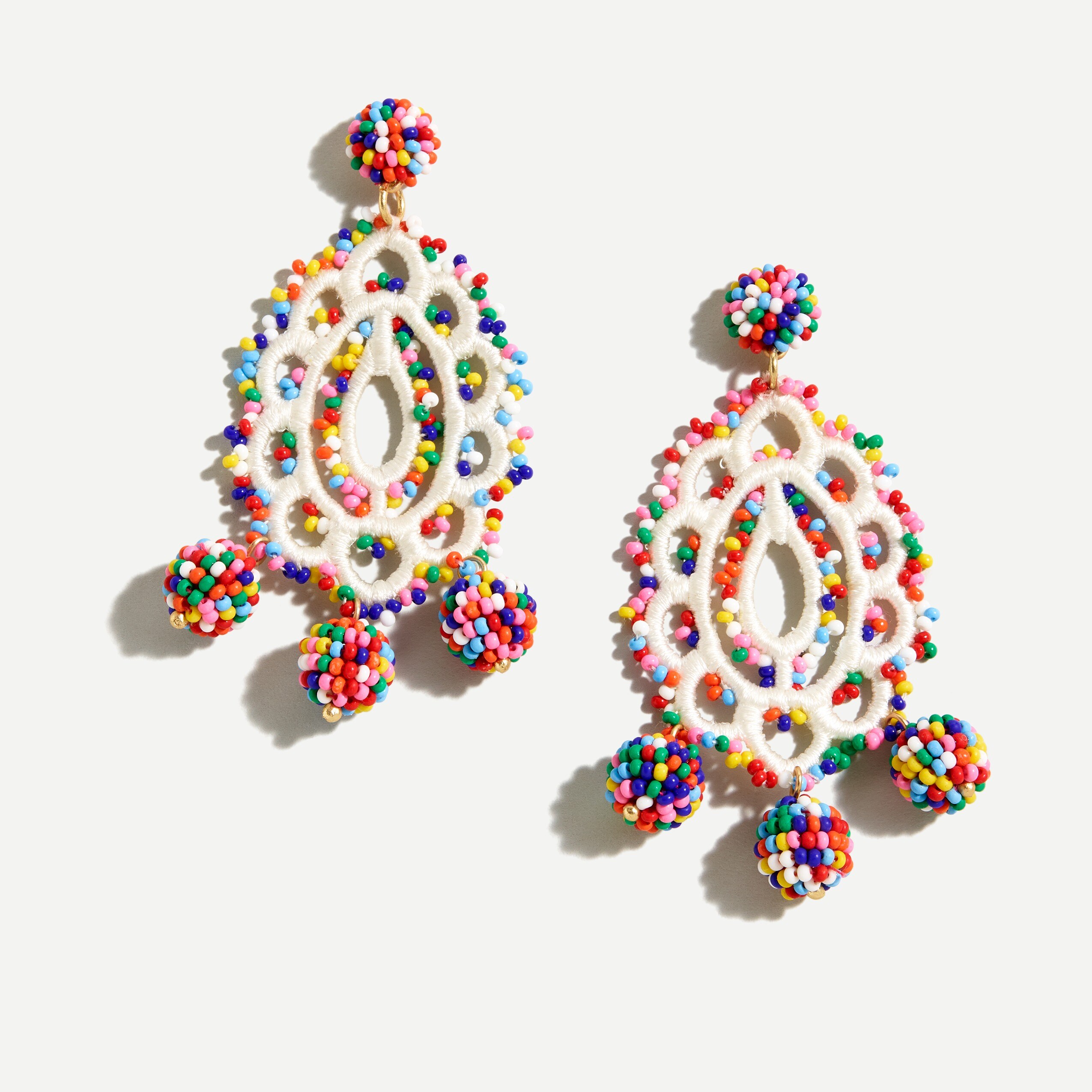 Beaded crochet statement earrings