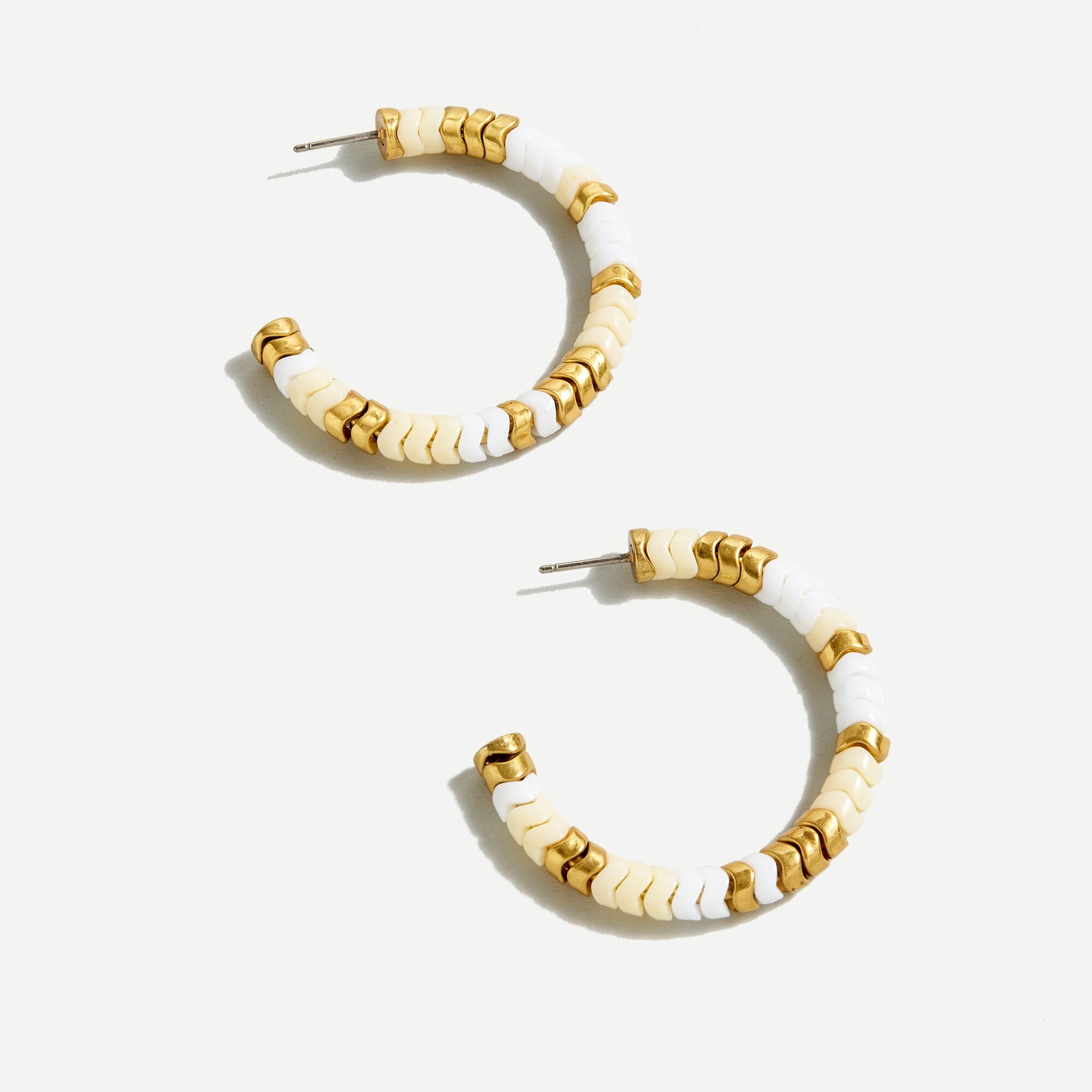 Stacked zigzag bead hoop earrings