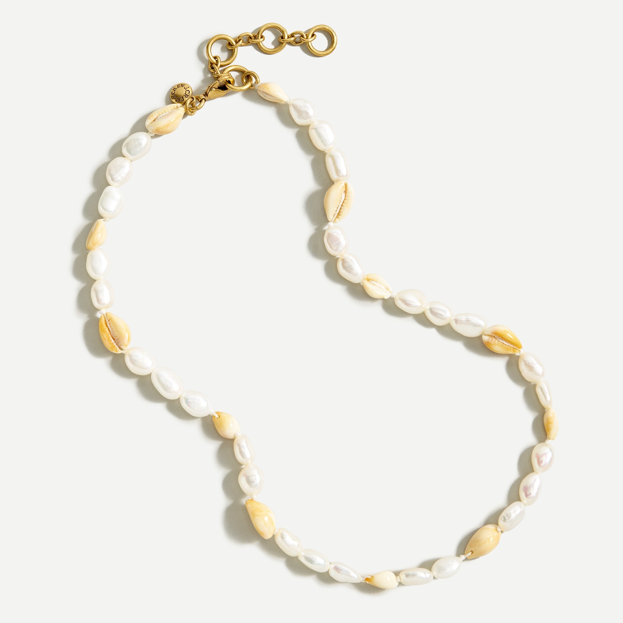 Beachy pearl and cowrie shell necklace