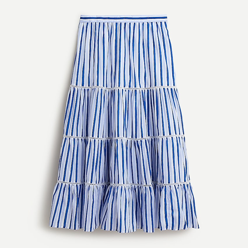 J.Crew: Tiered Midi Skirt In Stripe For Women