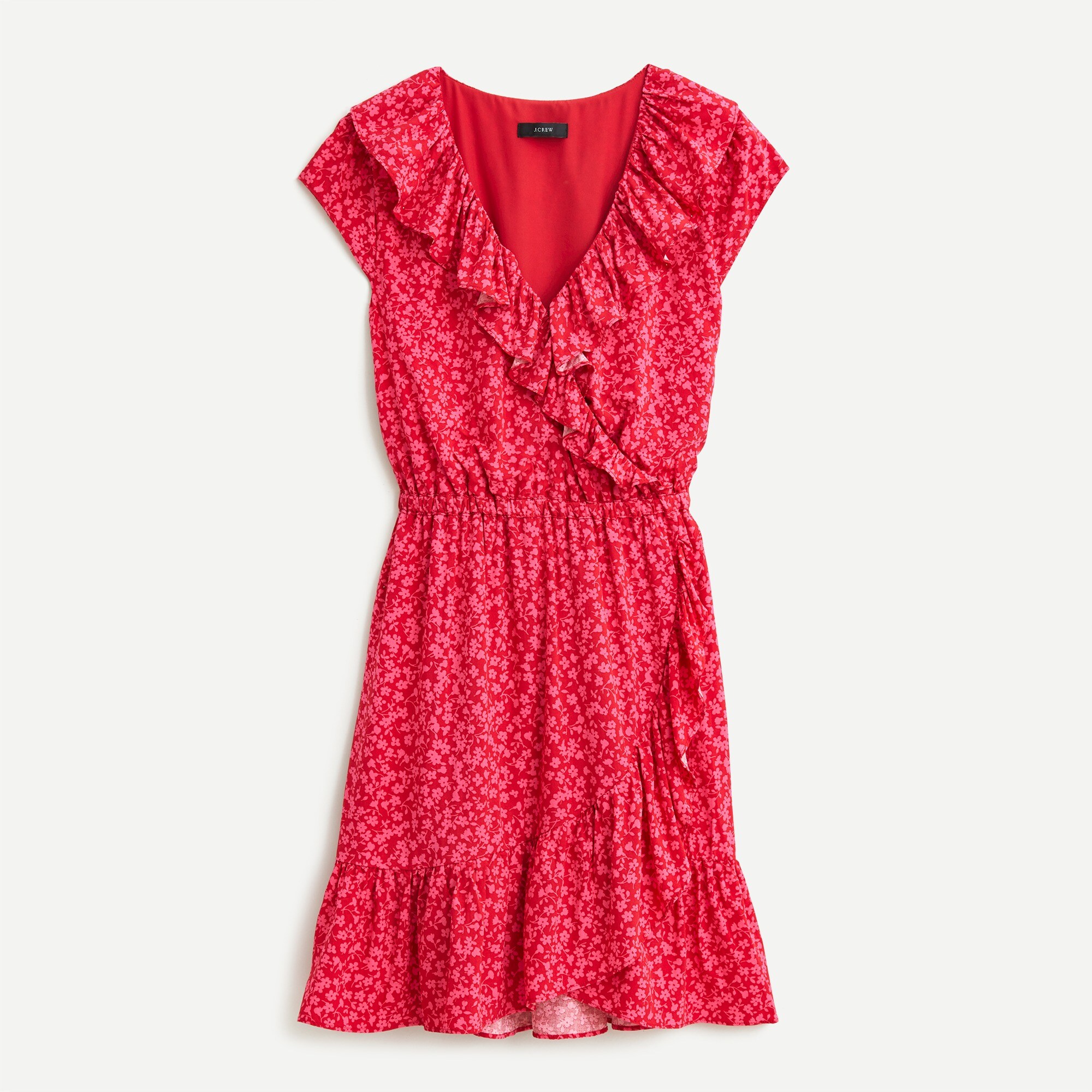 V-neck Ruffle Dress In Tossed Bouquet Print For Women | J.Crew