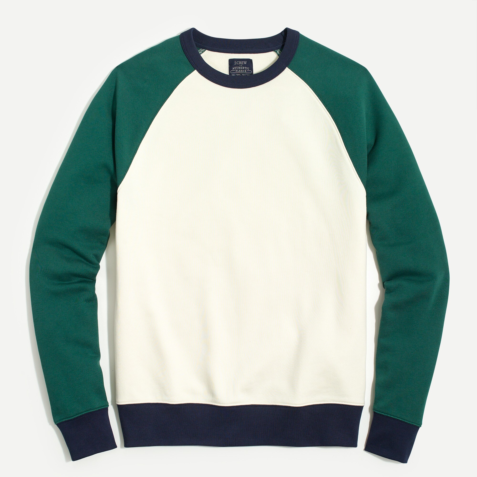 raglan terry crewneck pullover for men