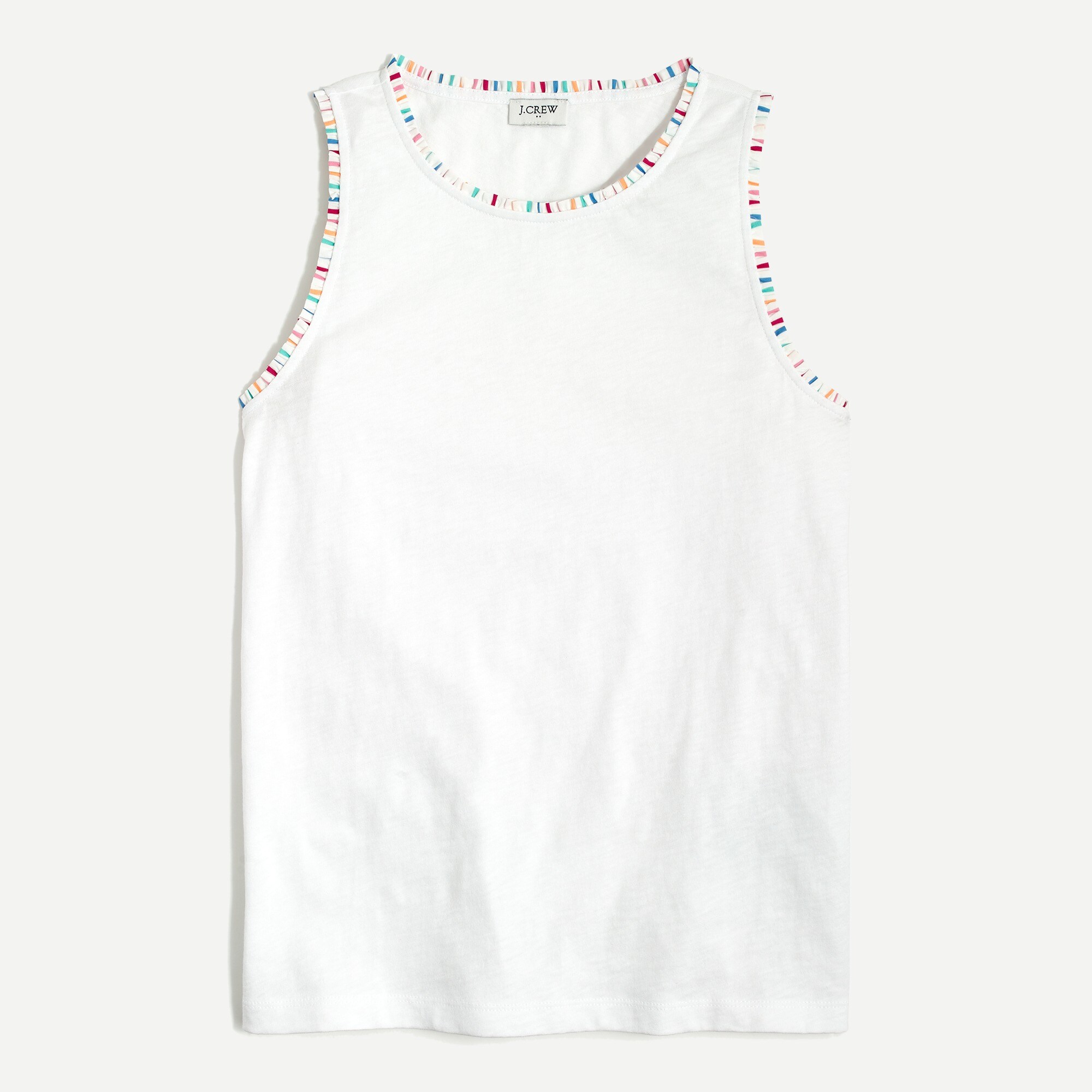 Ruffle-trim cotton tank top