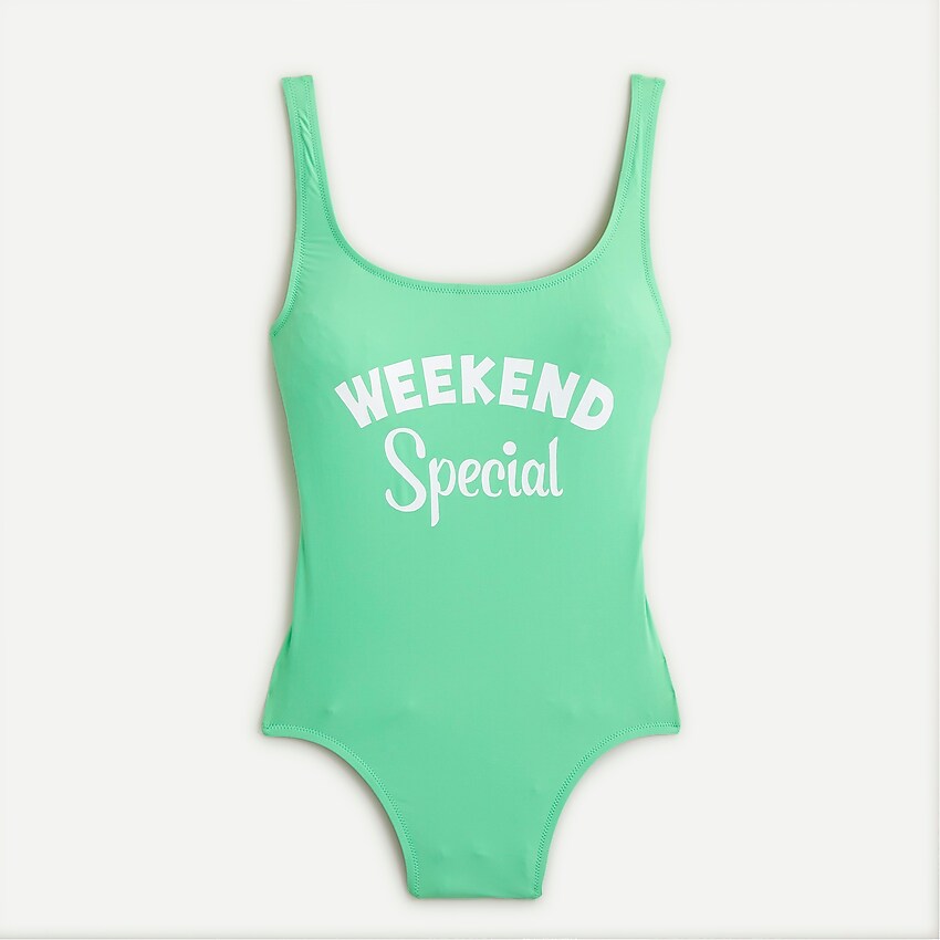 j.crew: edie parker® x j.crew weekend special one-piece swimsuit for women, right side, view zoomed