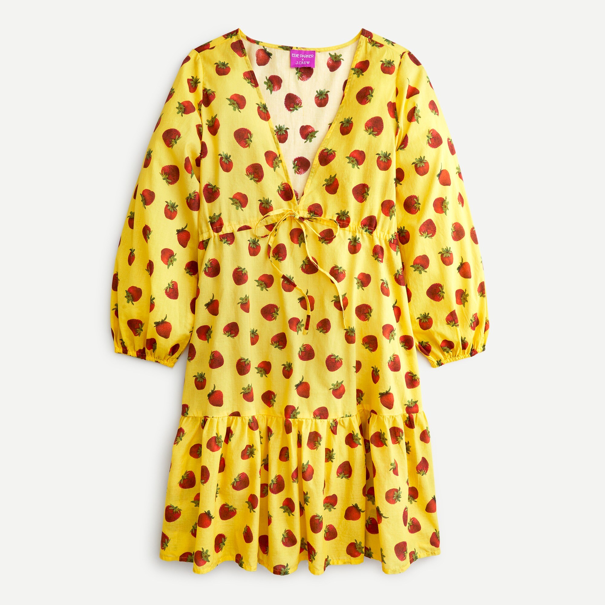 Edie Parker X J.Crew Long-sleeve Cover-up Dress In Strawberries For Women  | J.Crew