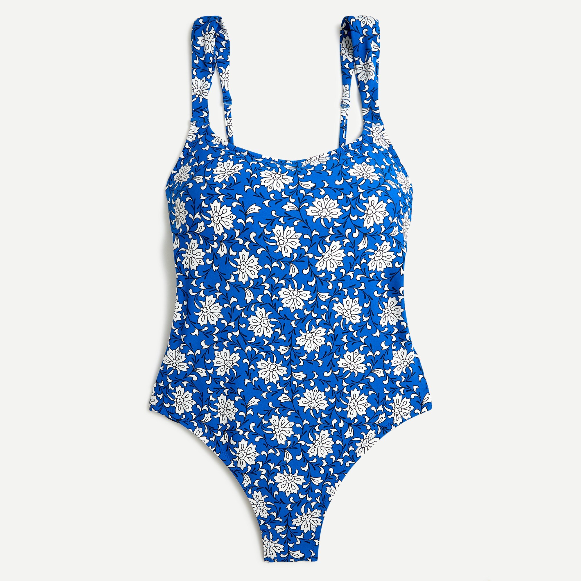 Wide-strap one-piece swimsuit in night sky block print