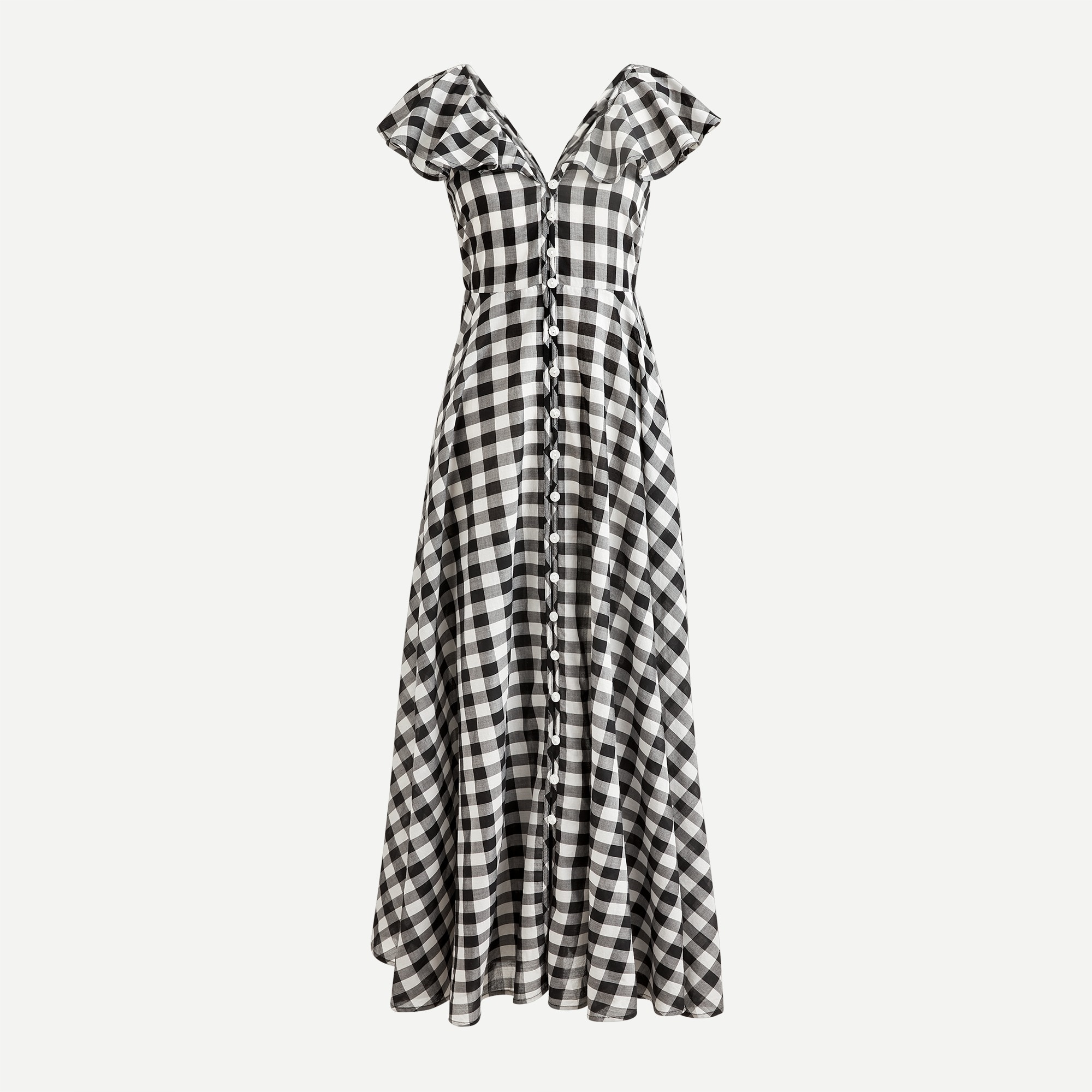 J.Crew Button up Ruffle Dress In Gingham For Women