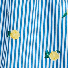 Lemon-print square-neck button-front top in stretch cotton poplin WHITE BLUE factory: lemon-print square-neck button-front top in stretch cotton poplin for women