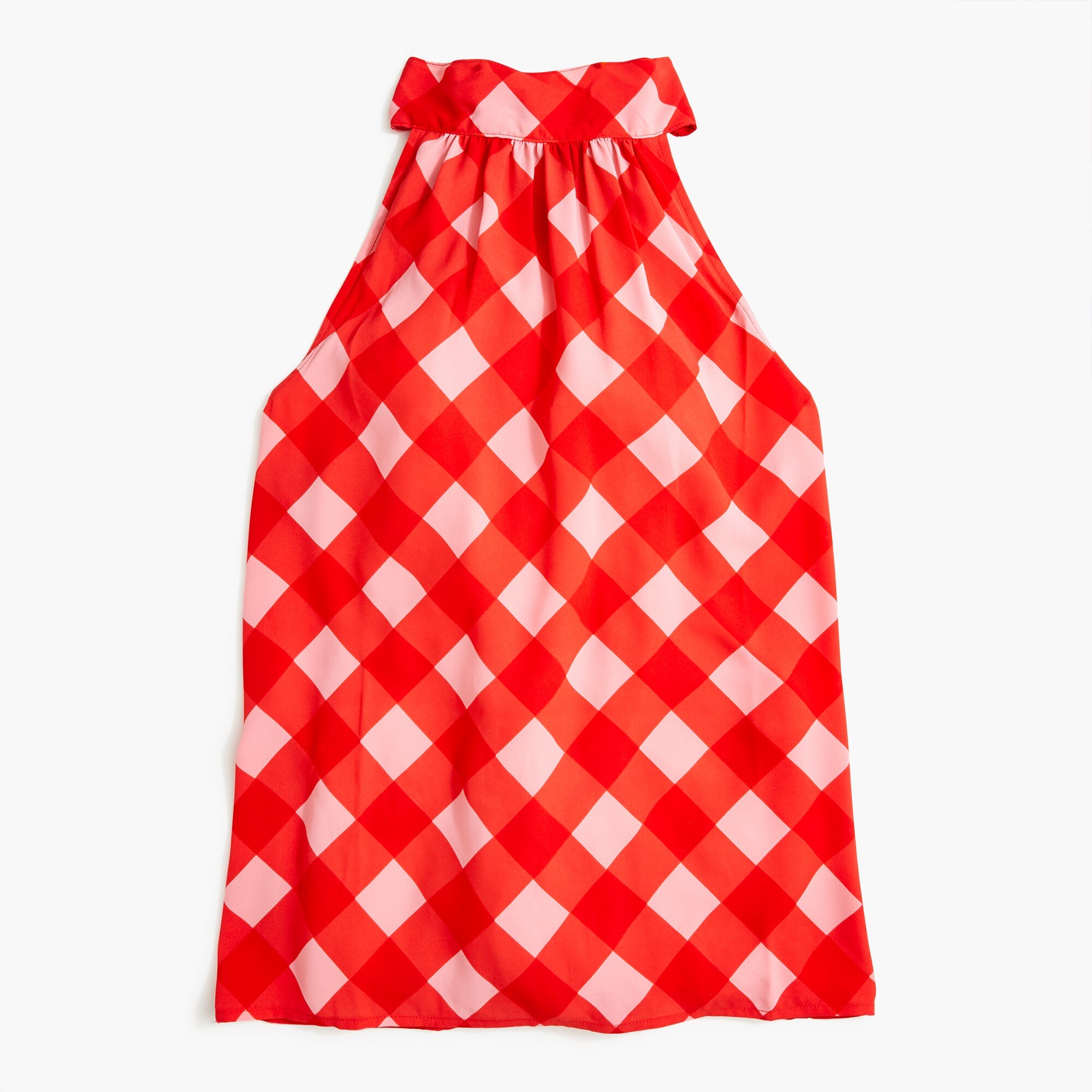 Gingham tie-neck tank