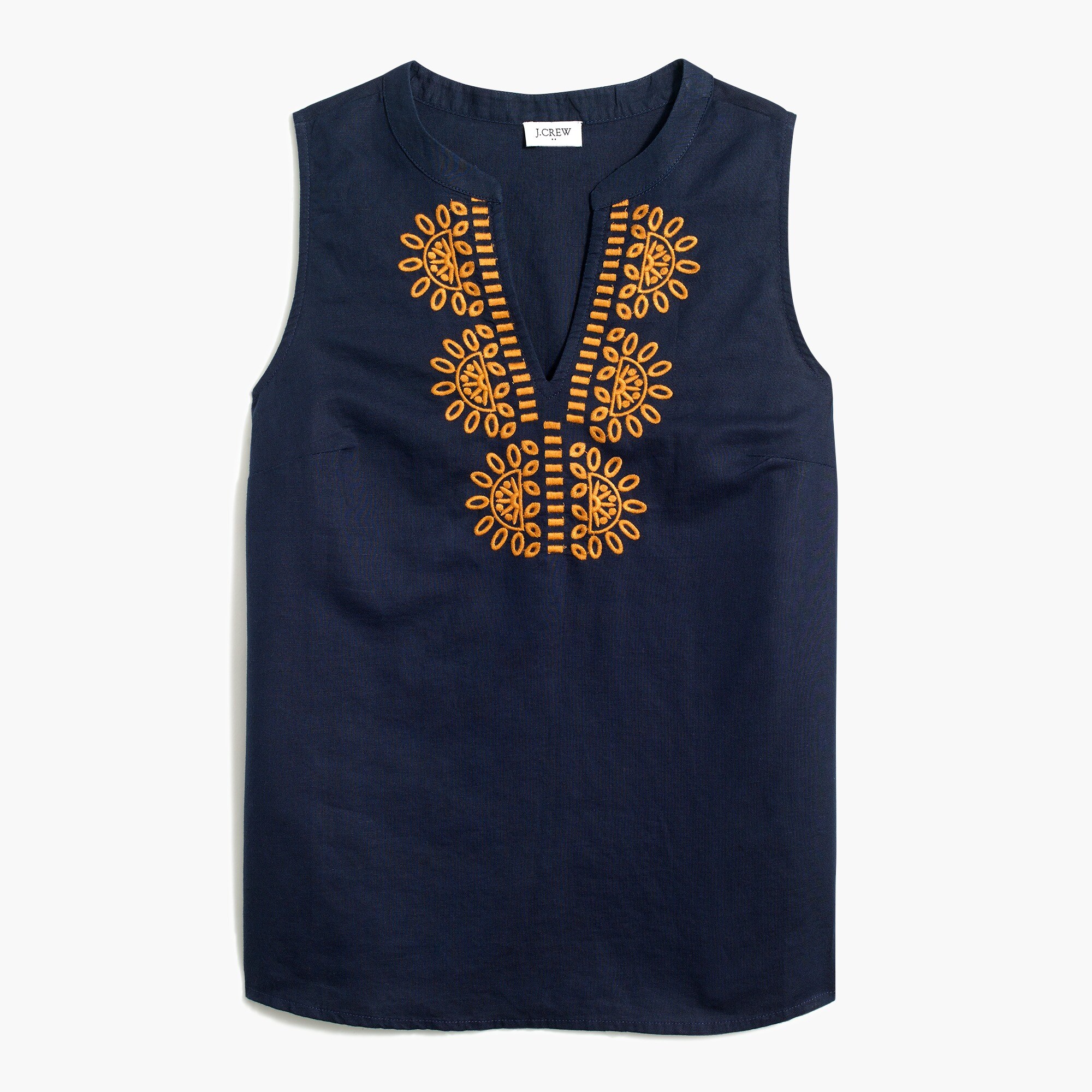 embroidered bib sleeveless top for women