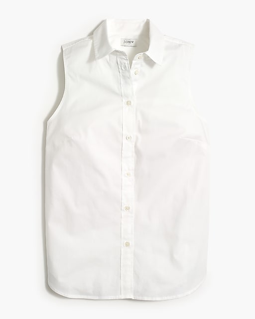  Sleeveless cotton poplin shirt in signature fit