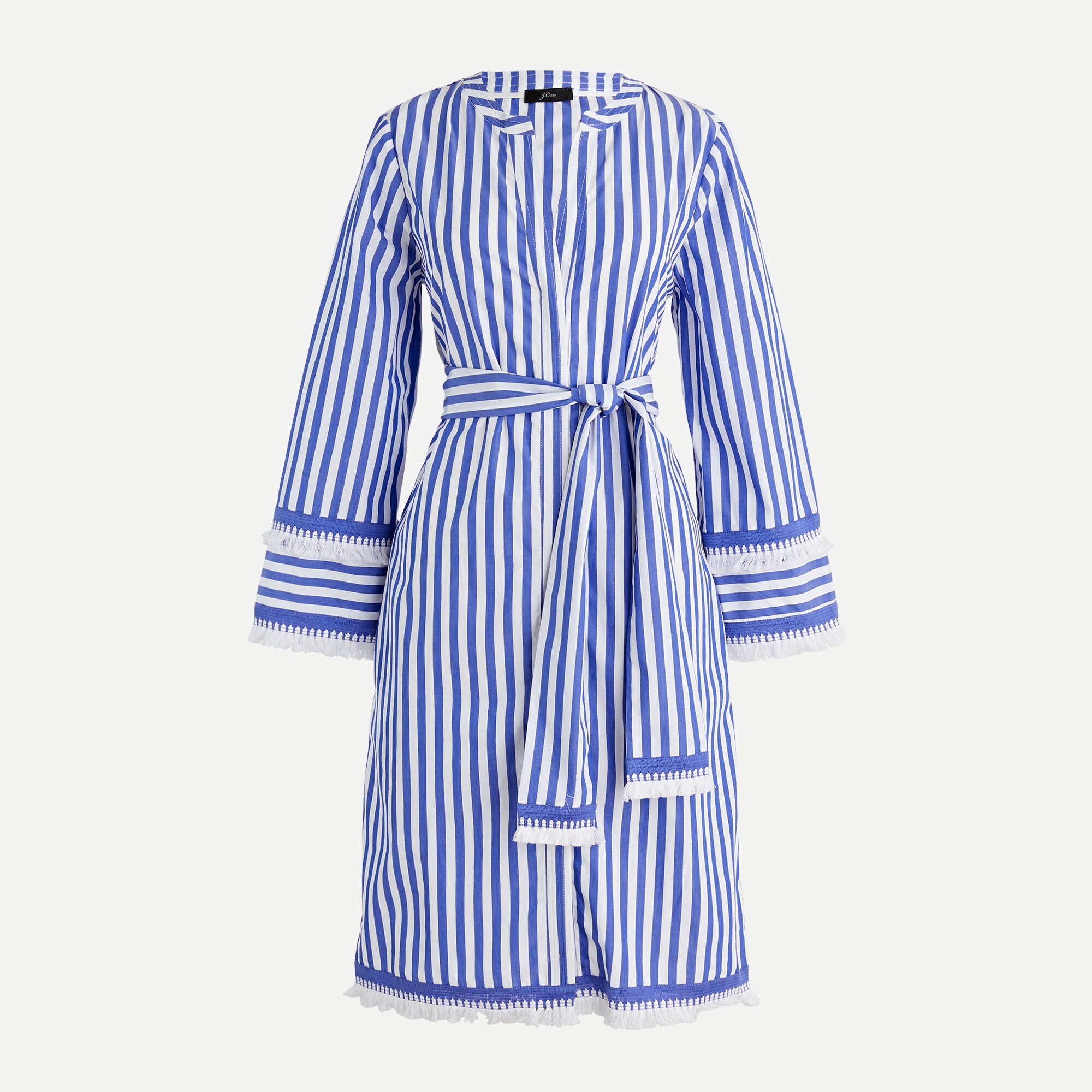 Belted cotton poplin tunic in stripe