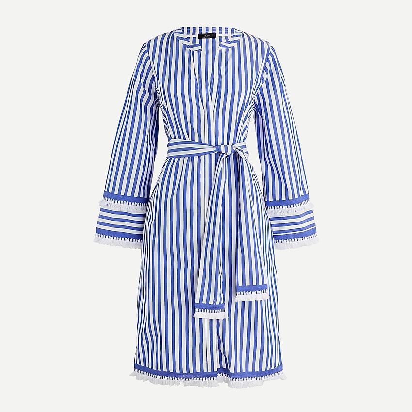 j.crew: belted cotton poplin tunic in stripe for women, right side, view zoomed