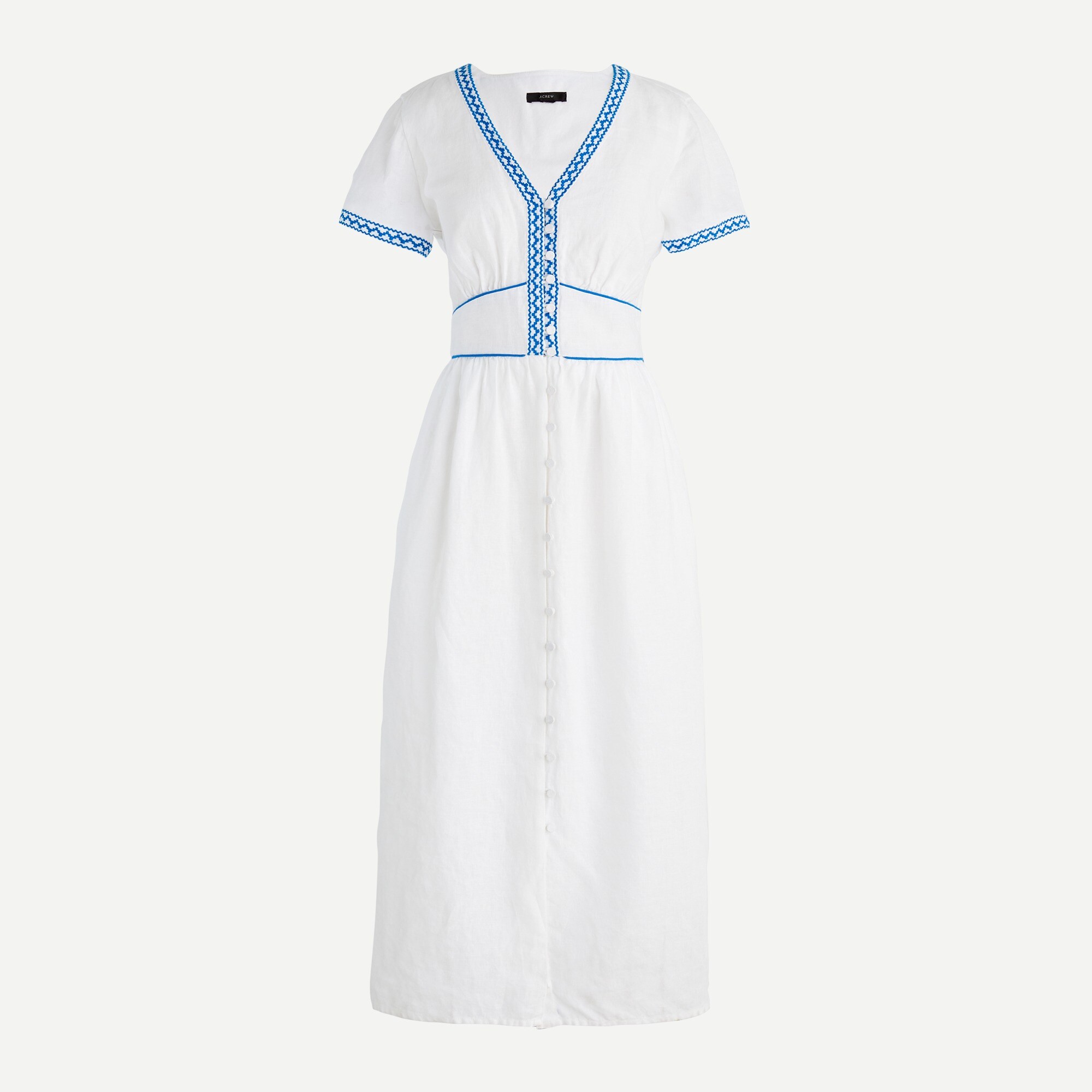 chinese dress ladies Erica Tanov | Rekha Linen Hand Embroidered Dress main image 0
