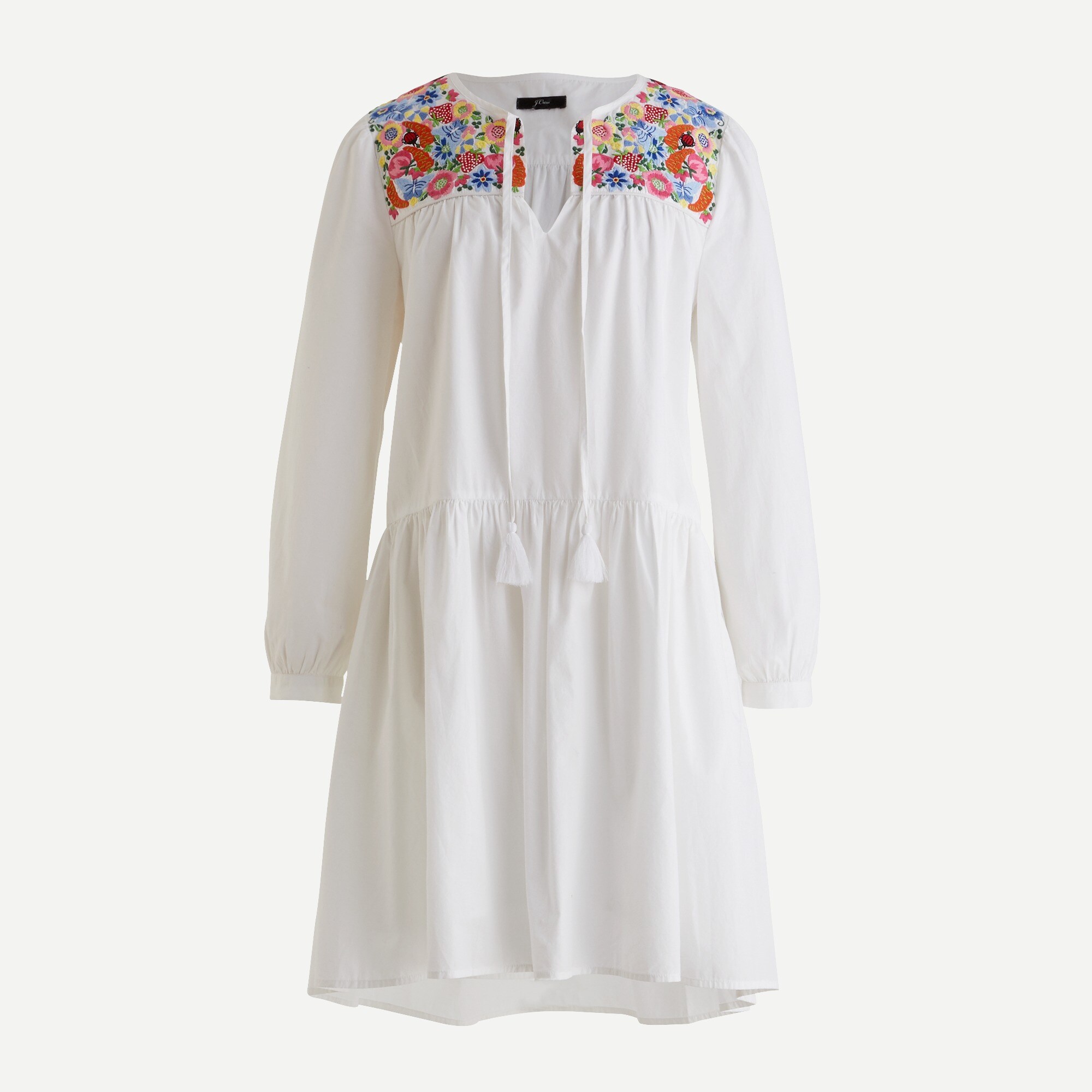 Cotton poplin tunic dress with farmer's market embroidery