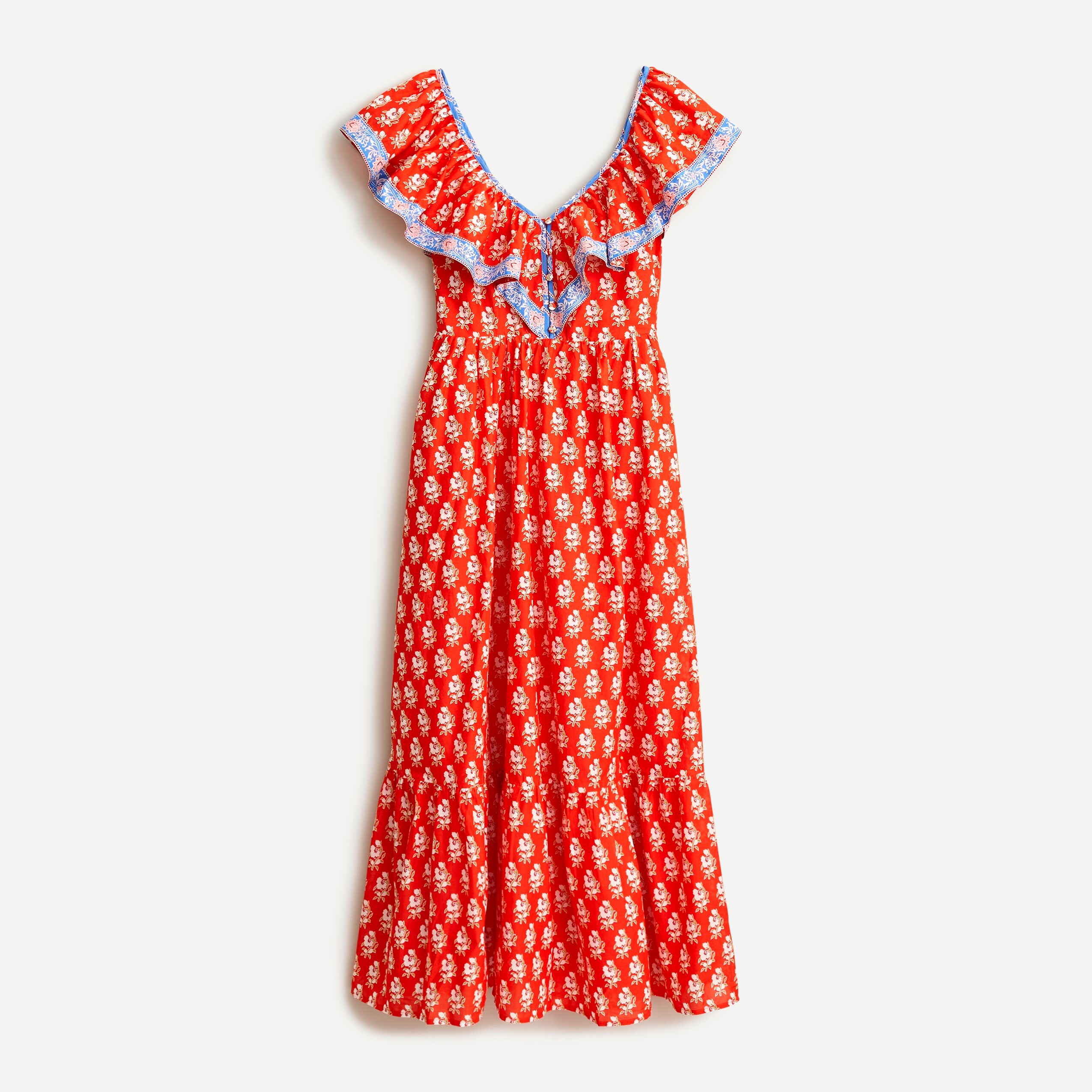Flutter V-neck dress in classic block print