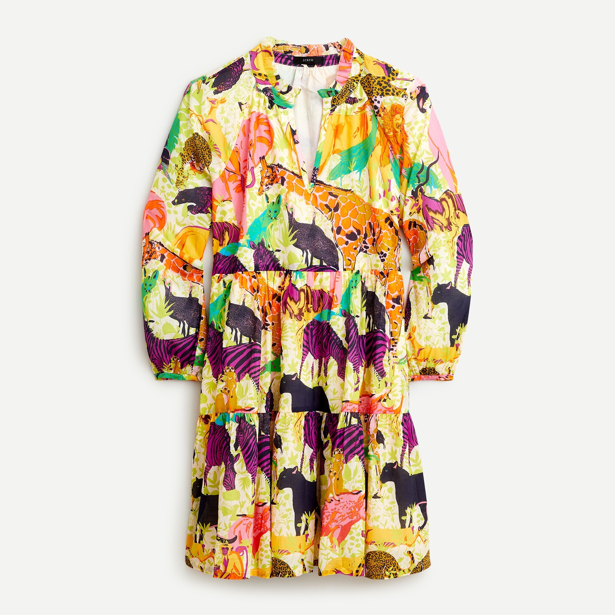 Tiered Popover Dress In Ratti® Safari Print For Women | J.Crew