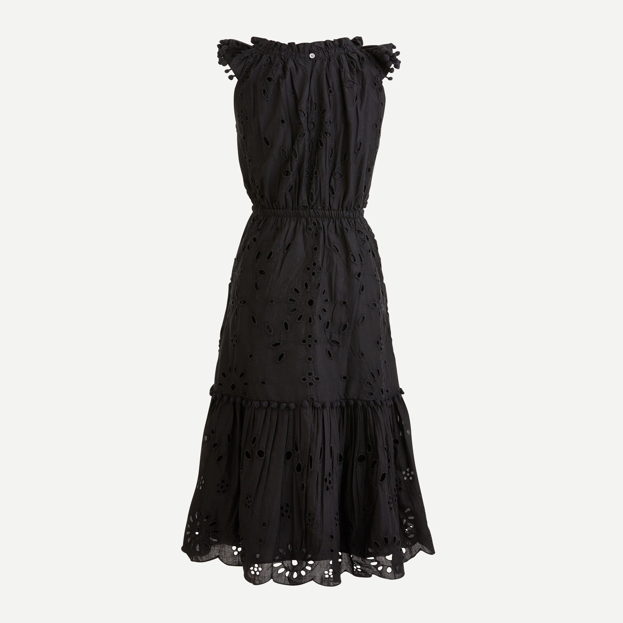 black eyelet midi dress