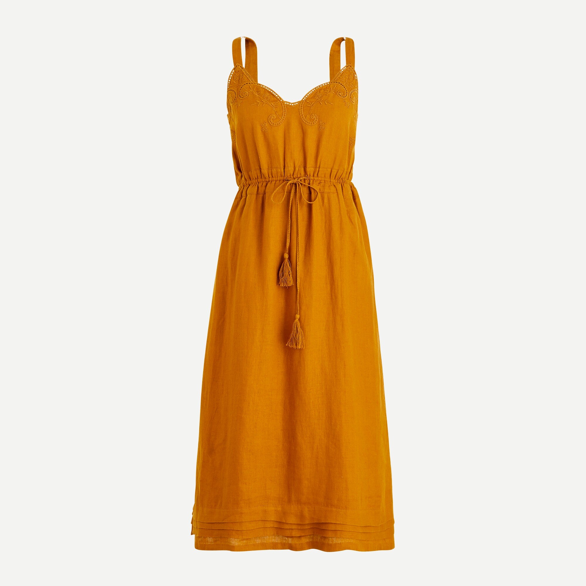 jcrew embroidered linen dress Embroidered Mini Dress In Linen-cotton Blend For Women