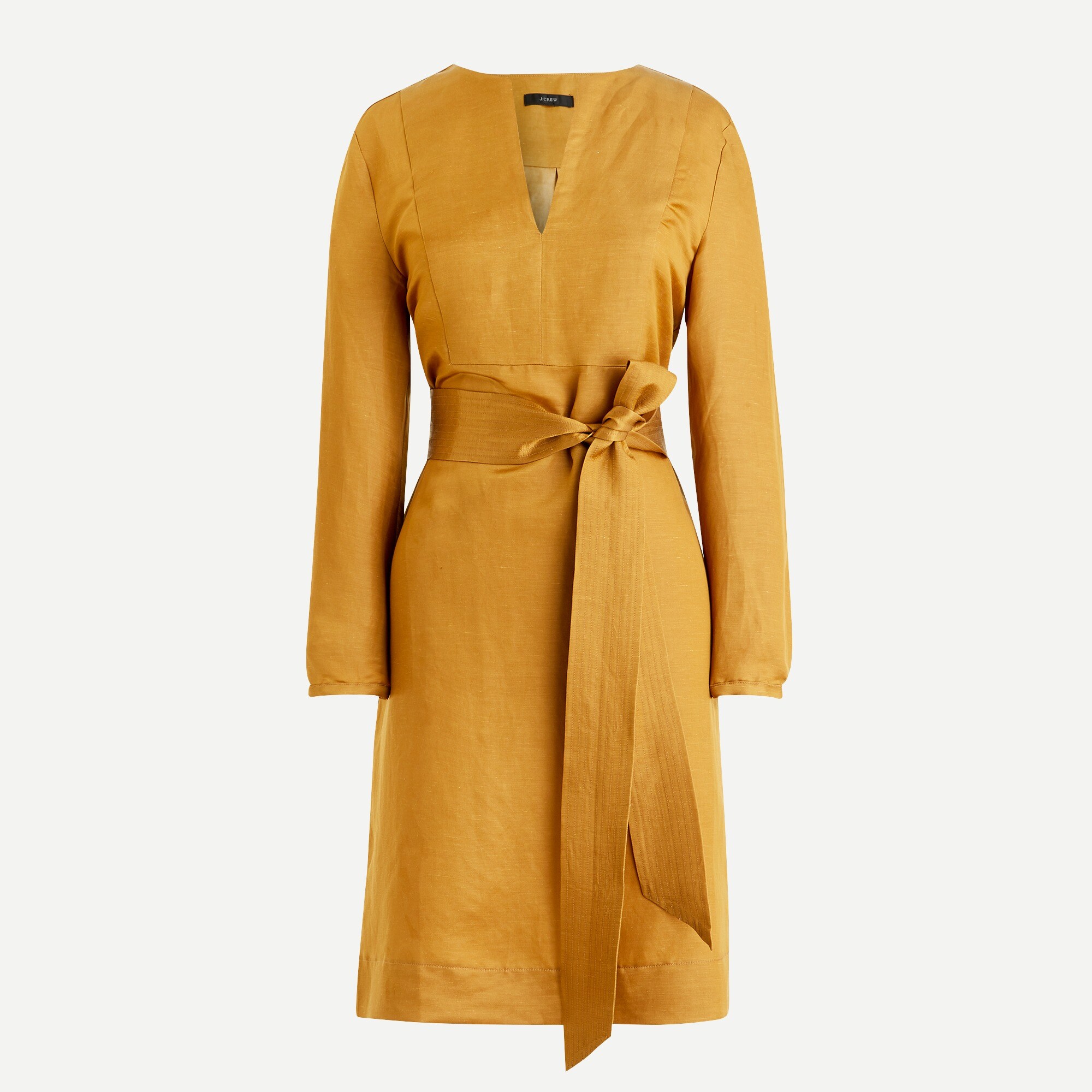 Linen-blend V-neck dress