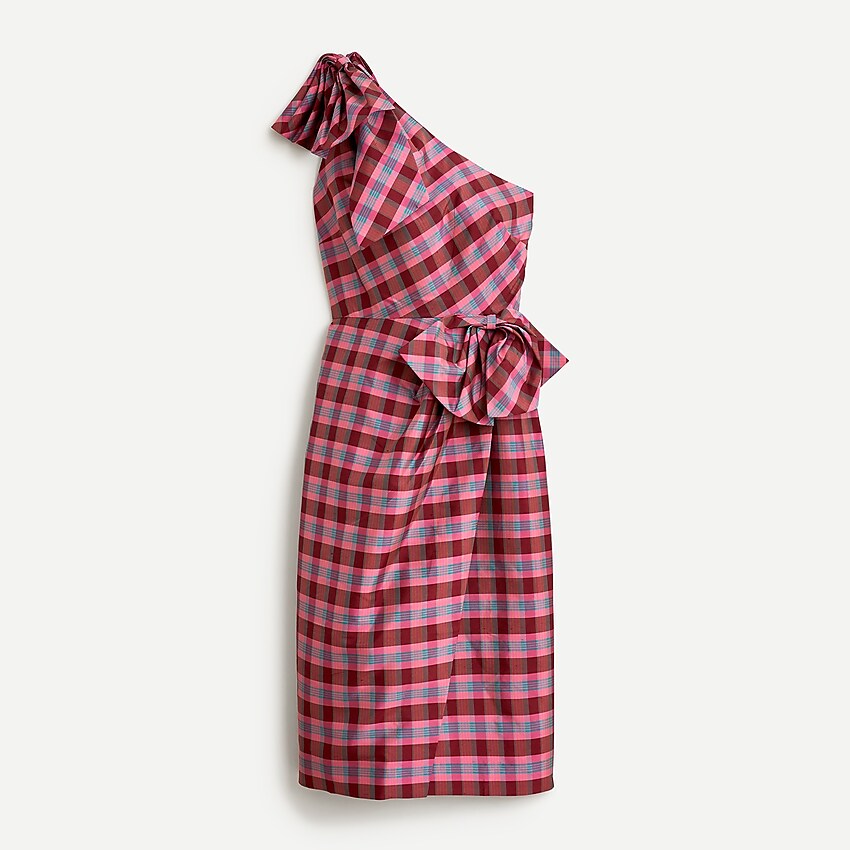 j.crew: one-shoulder dress in plaid for women, right side, view zoomed