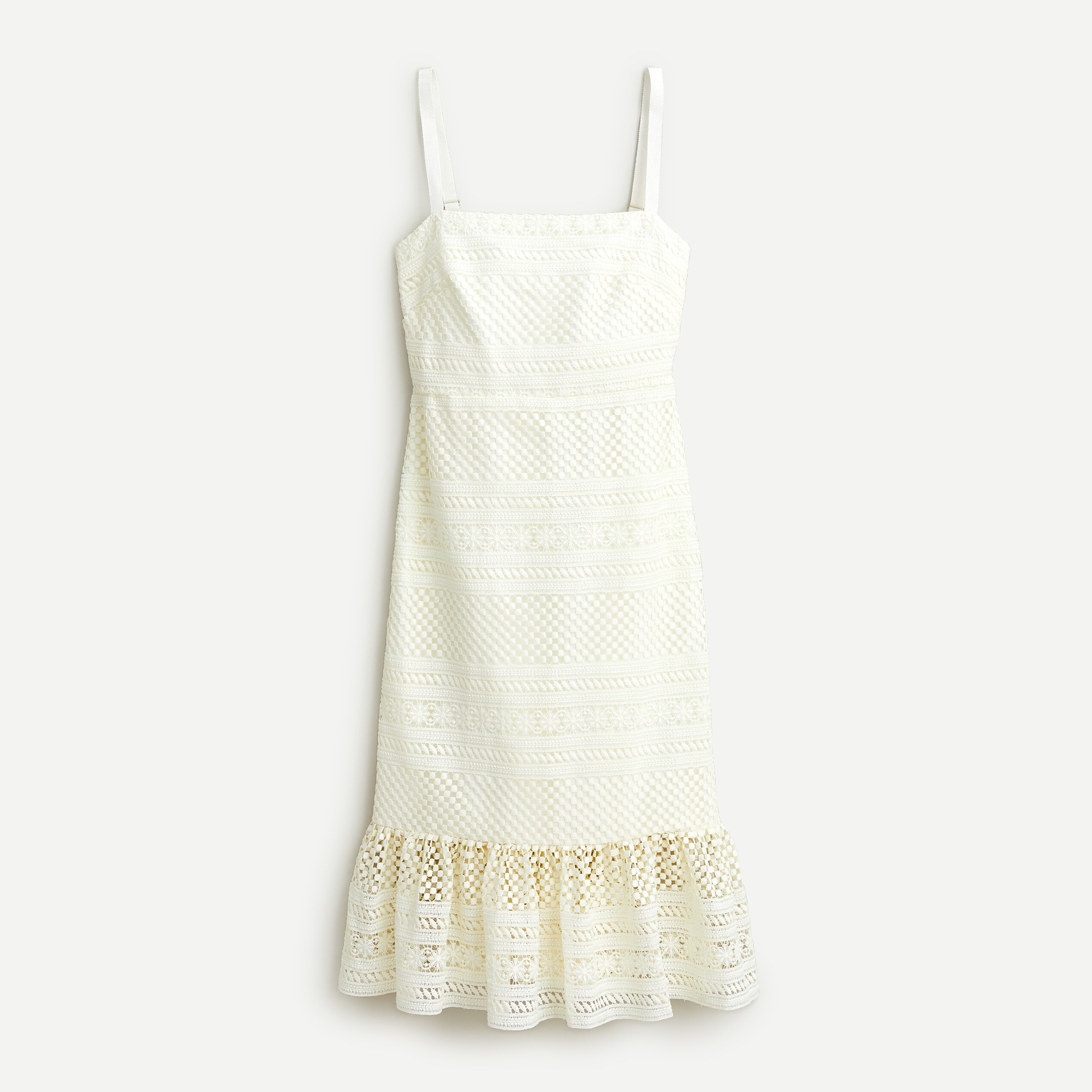 j.crew: geometric lace midi dress for women, right side, view zoomed