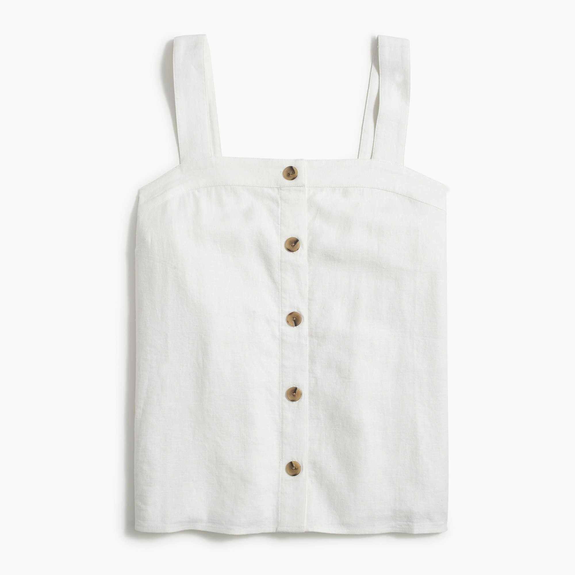 Button-front linen-blend tank