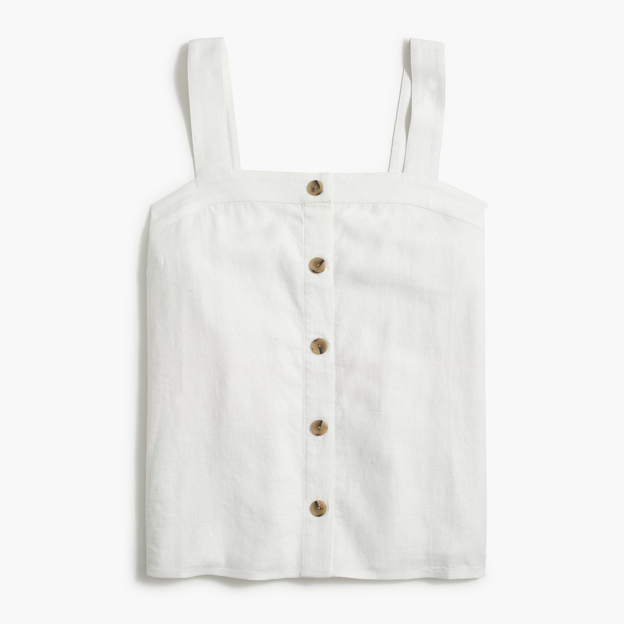 button-front linen-blend tank for women