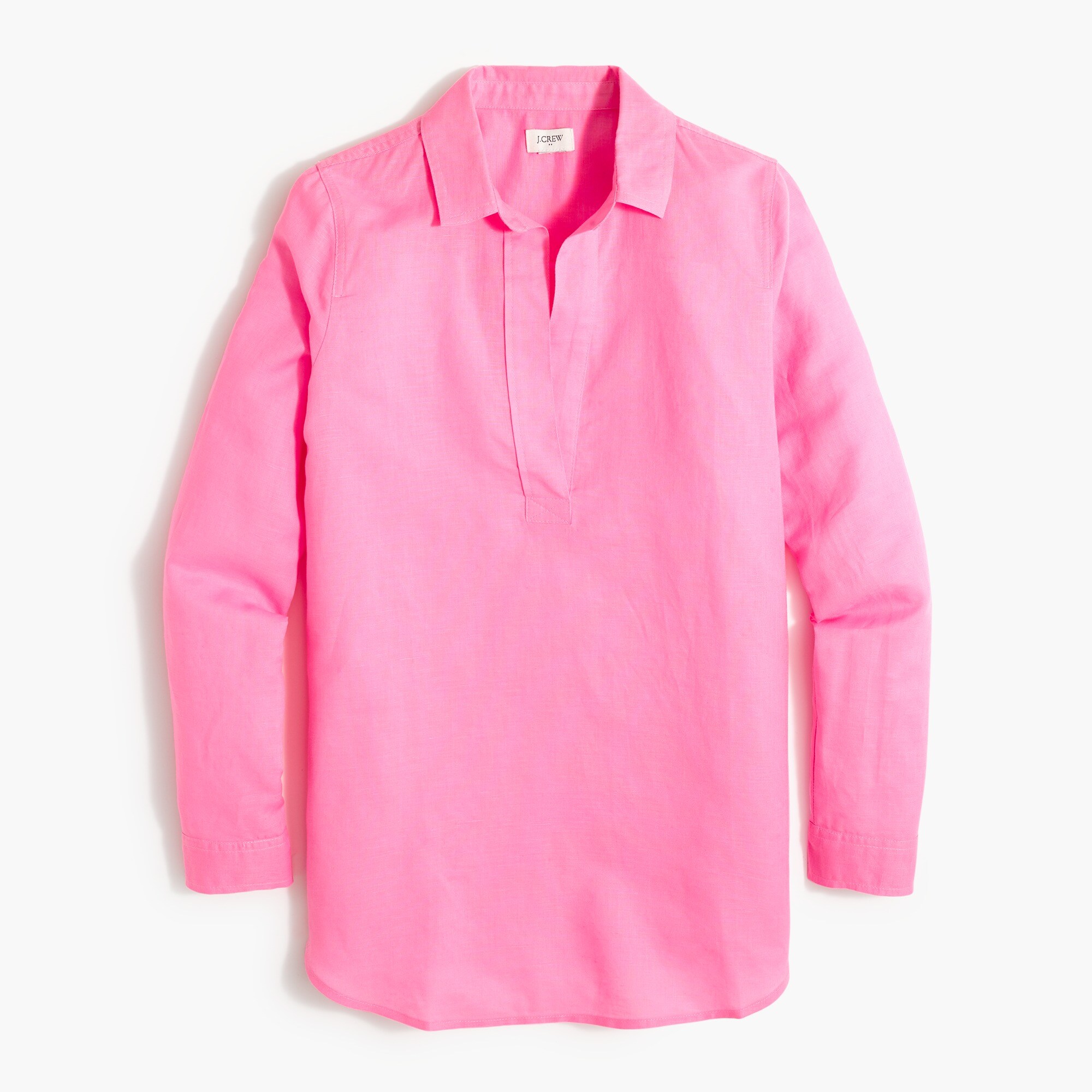 High-low linen-cotton popover tunic