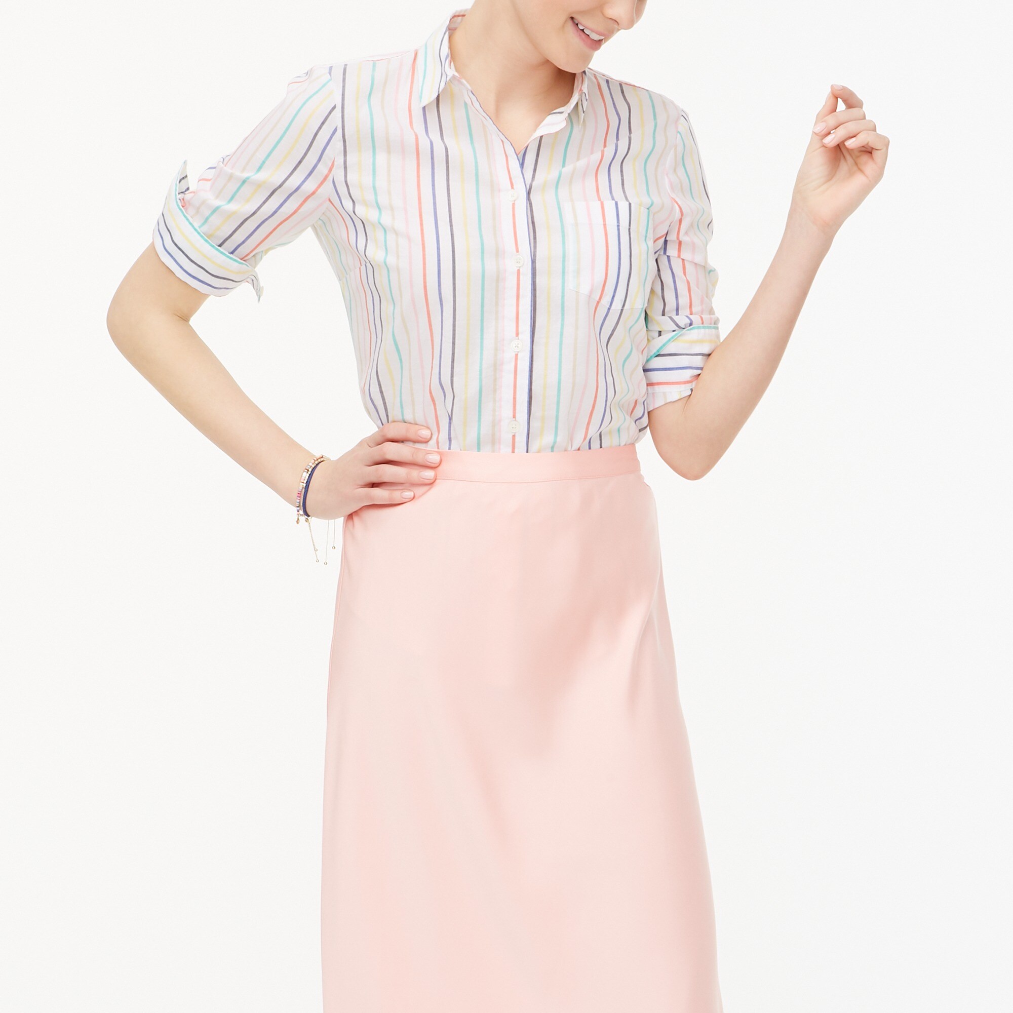 striped button-up shirt in signature fit for women