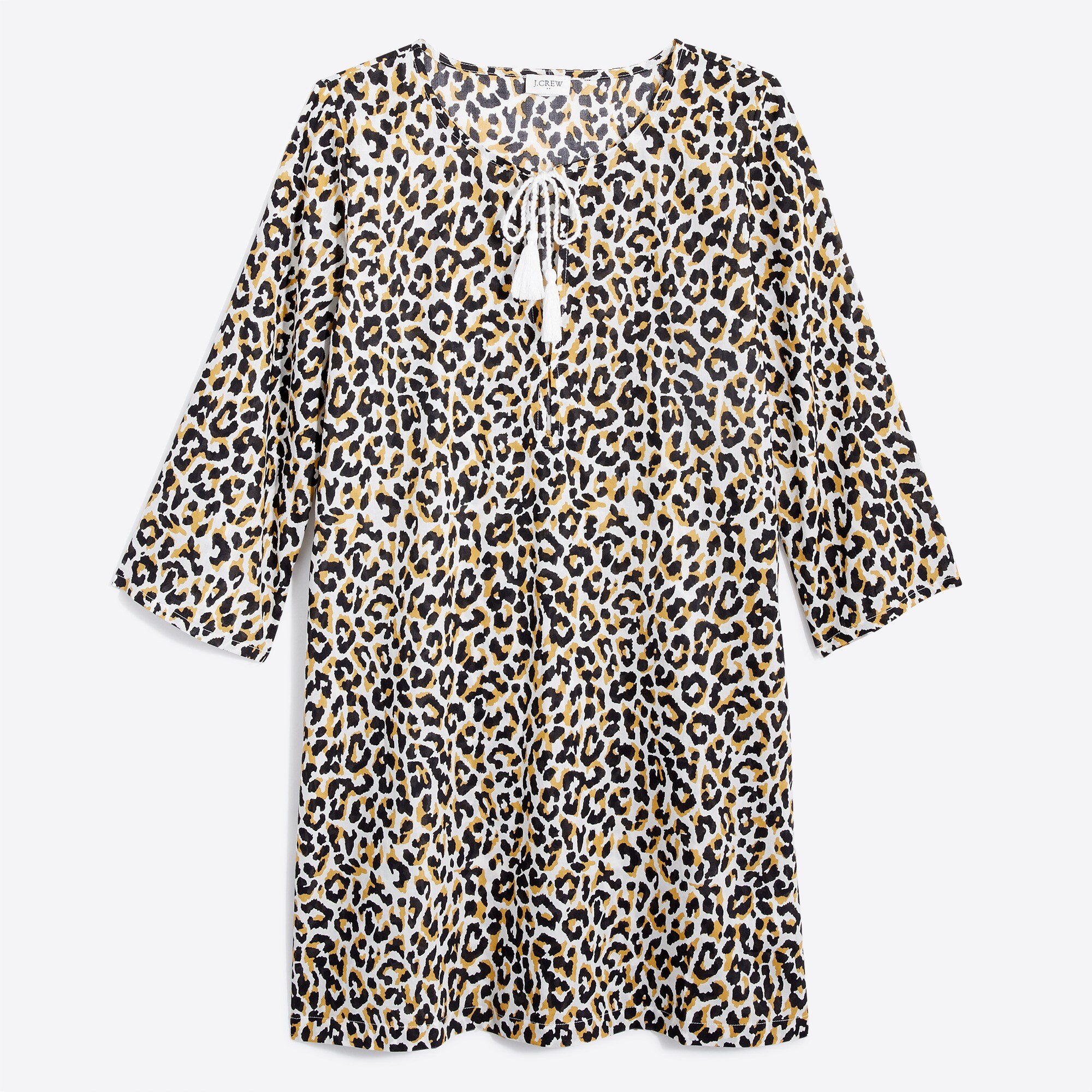 Cotton tunic cover-up in leopard
