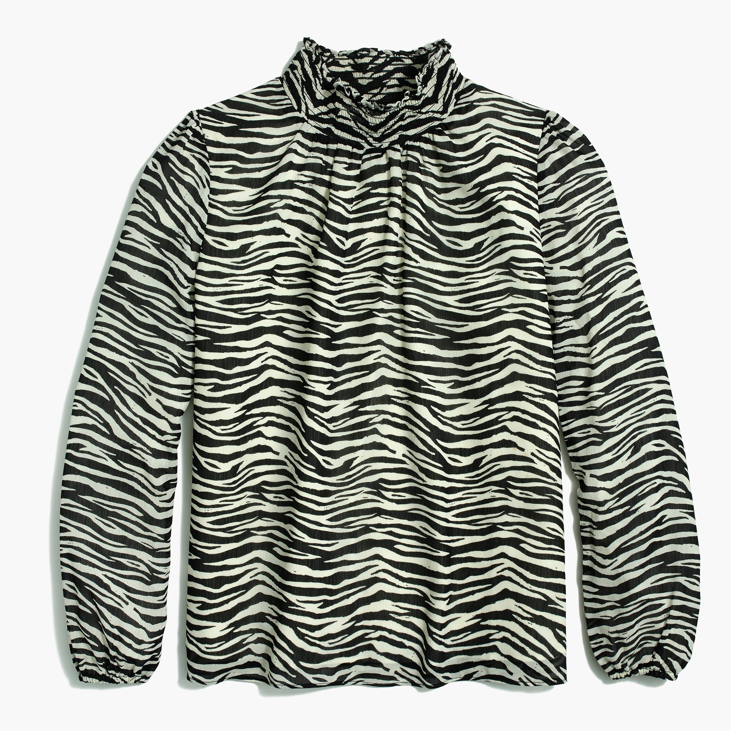 zebra long-sleeve mockneck top for women