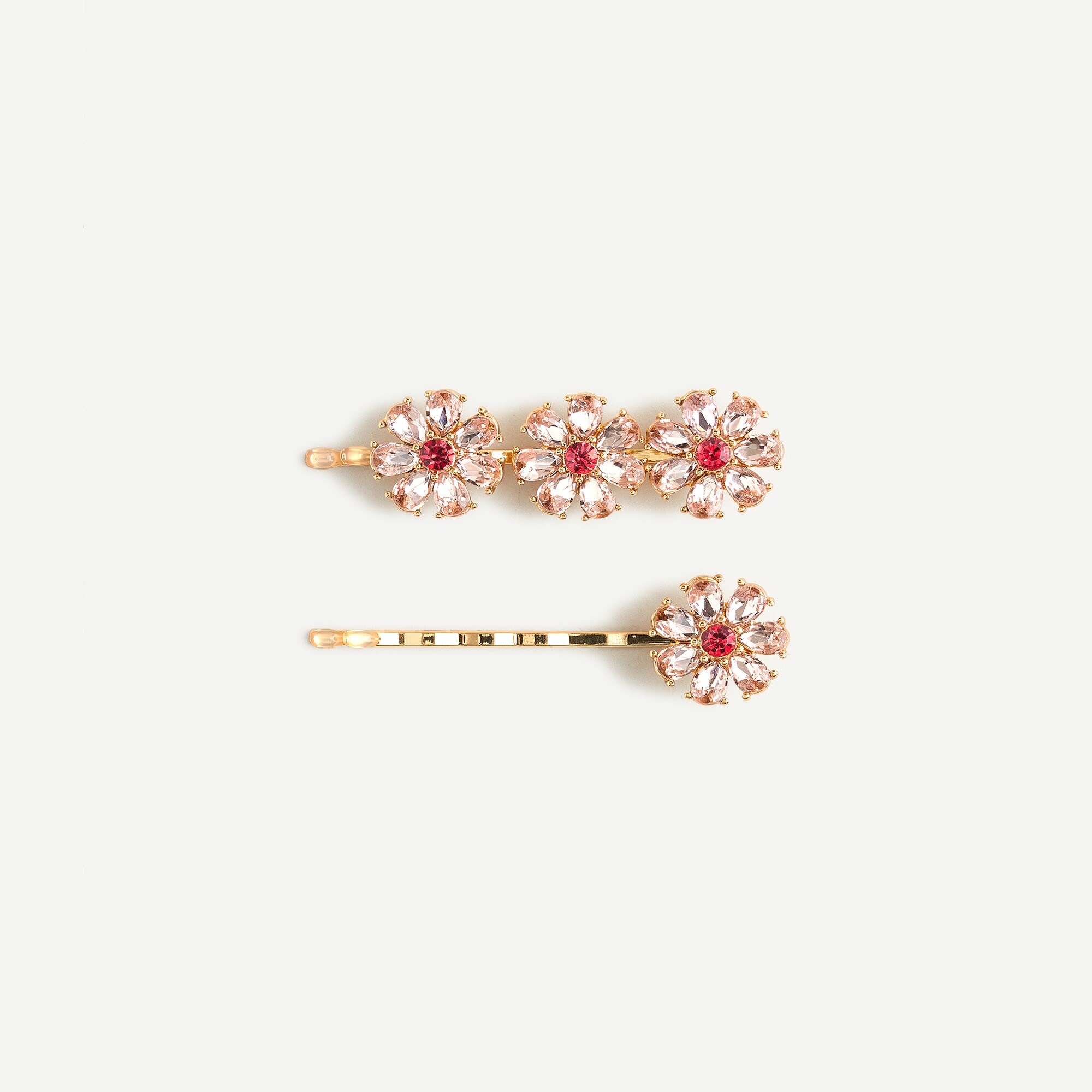 Crystal flower bobby pins two-pack