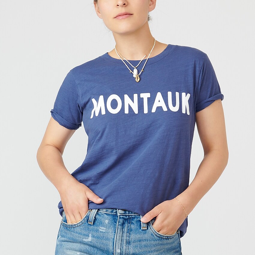 j.crew: vintage cotton montauk t-shirt for women, right side, view zoomed