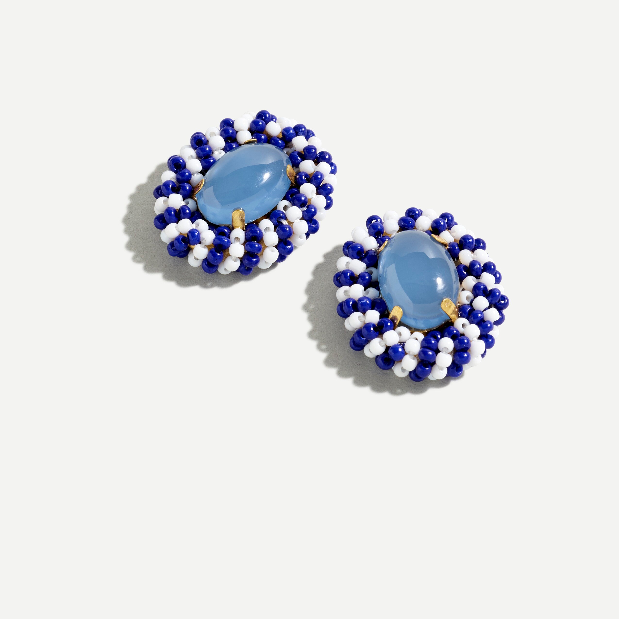 Seed-bead frame stud earrings