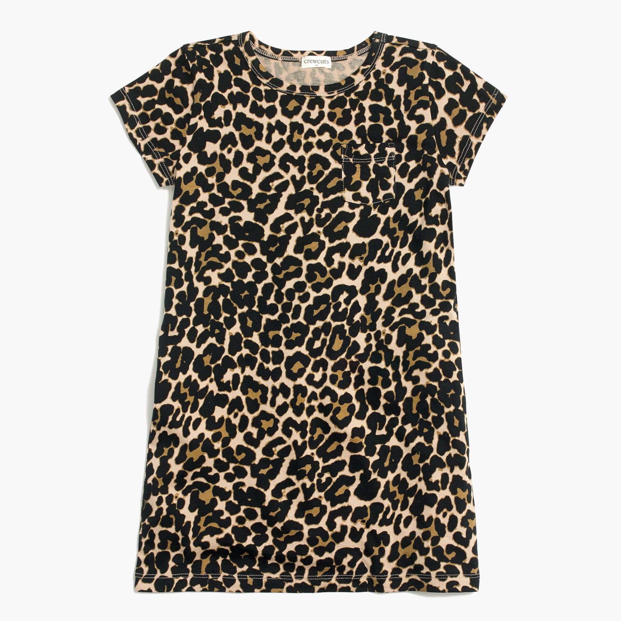 Girls' short-sleeve dress in leopard