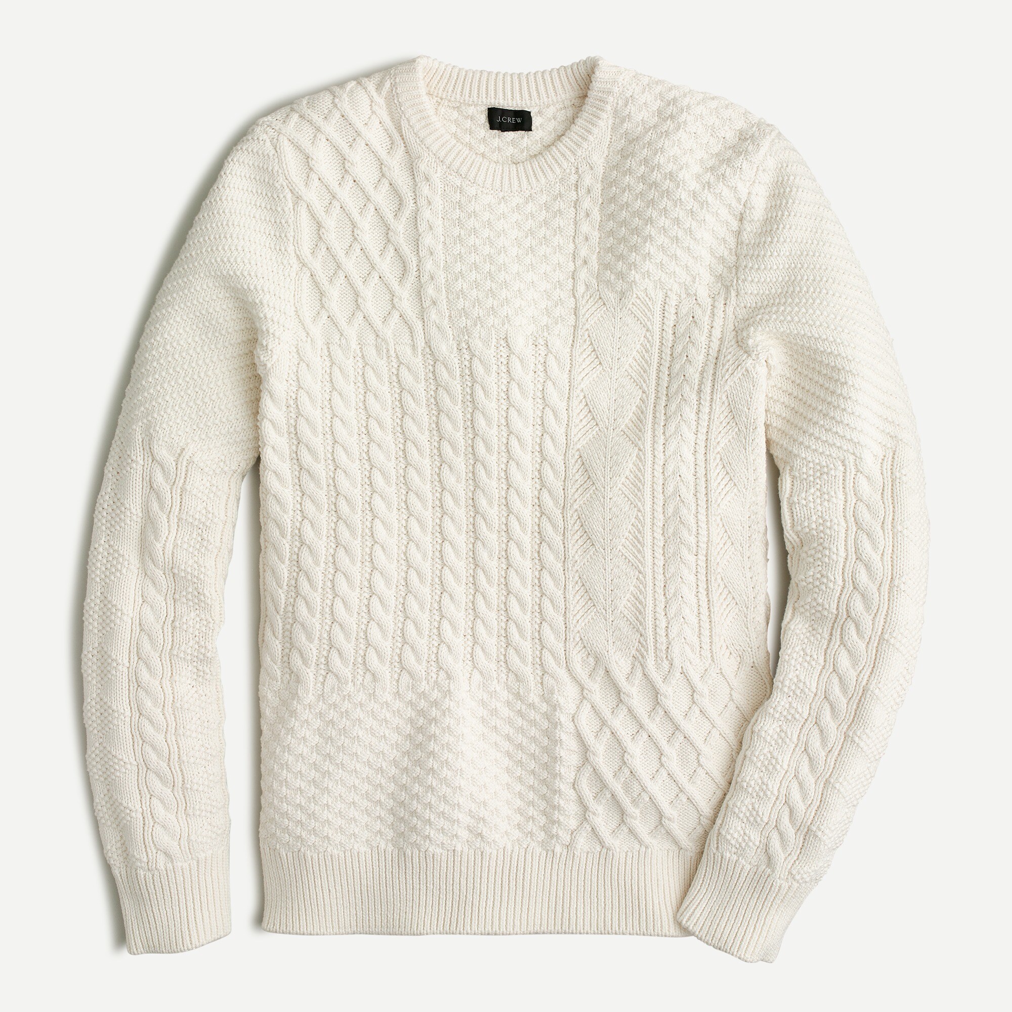 Cotton cable patchwork sweater