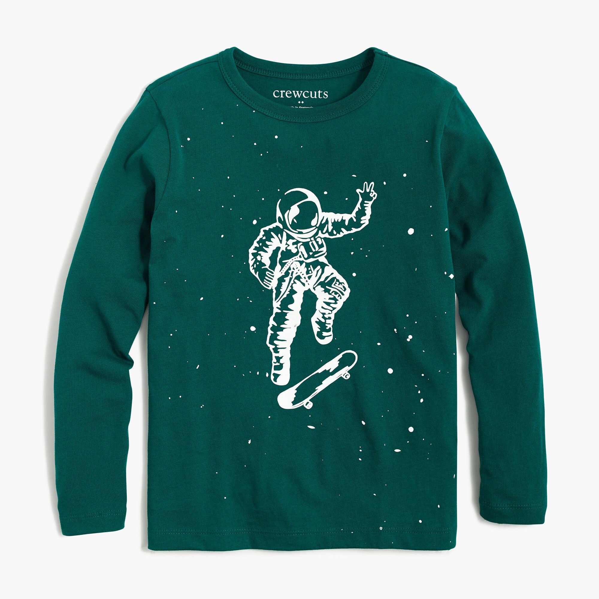 Boys' long-sleeve glow-in-the-dark astronaut graphic tee