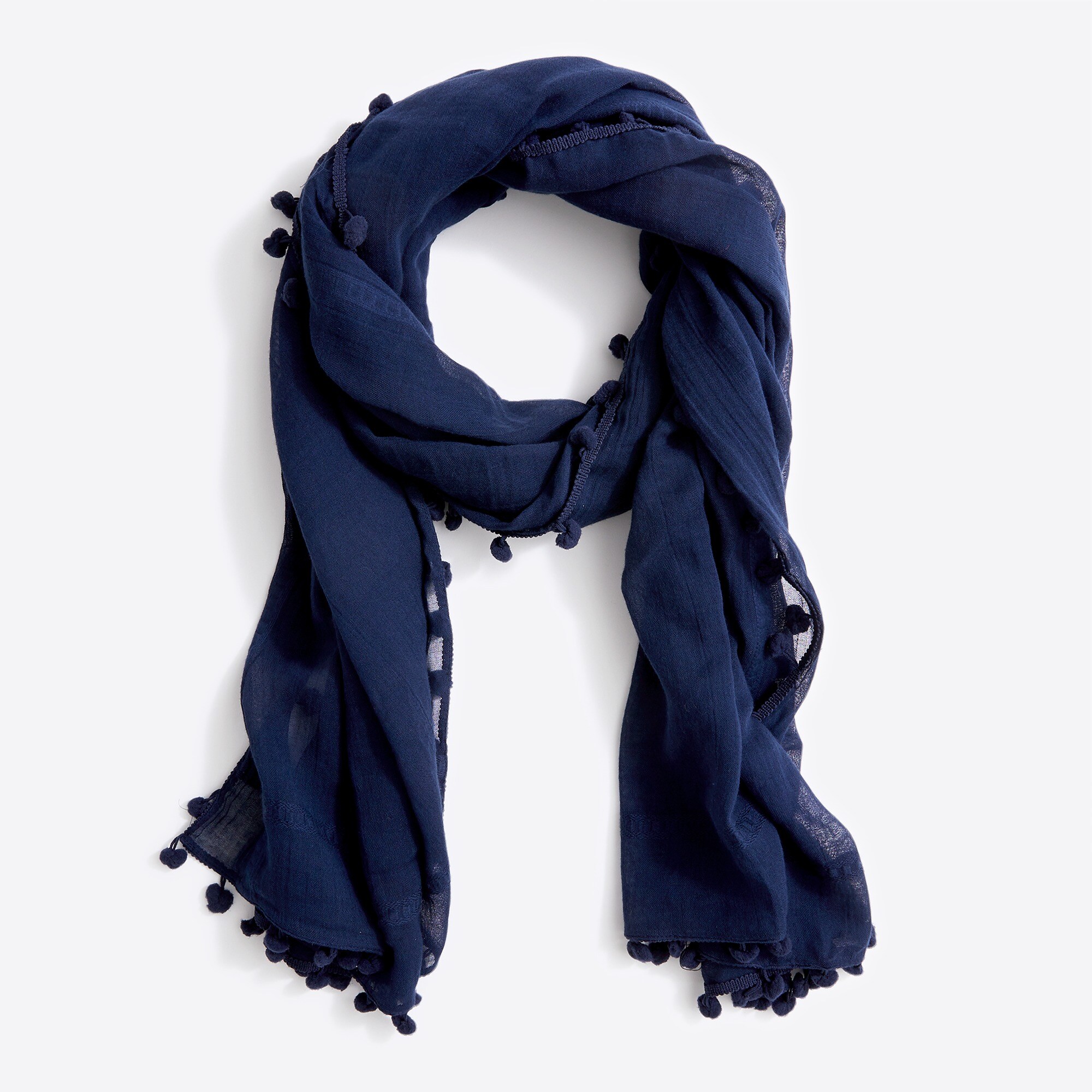 Pom-pom scarf in organic cotton