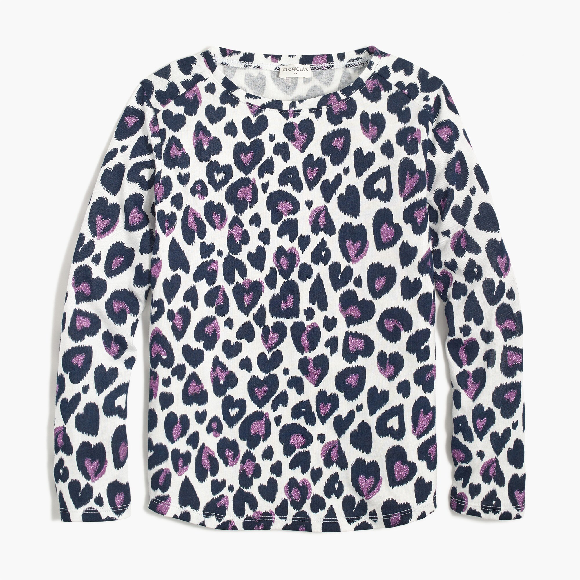 girls' glitter-heart leopard graphic tee for girls