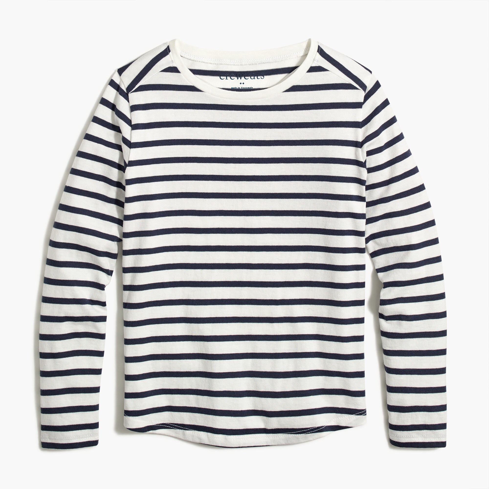 Girls' Long-sleeve Striped Tee With Shirttail Hem For Girls | Factory
