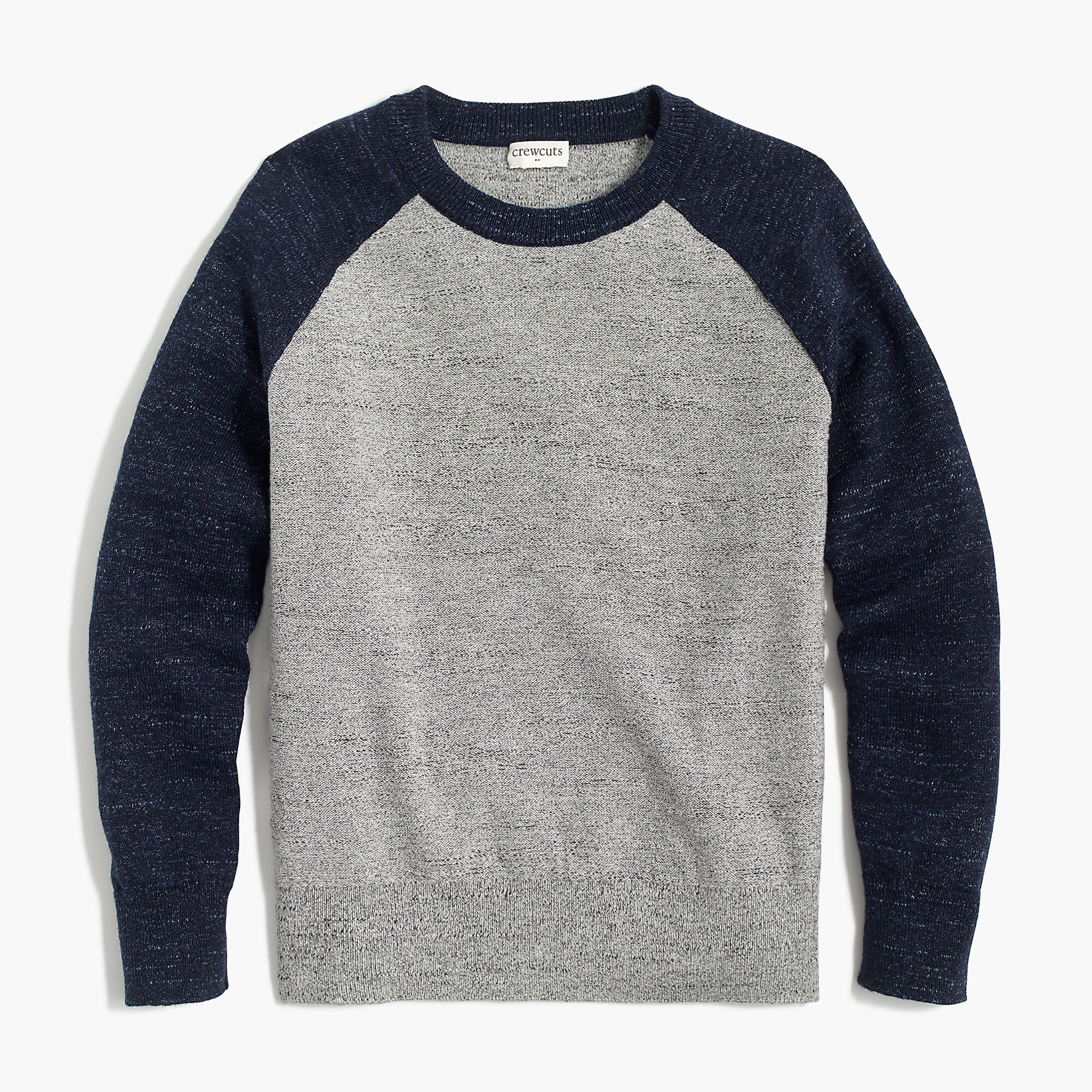 Boys' raglan budded baseball crewneck sweater