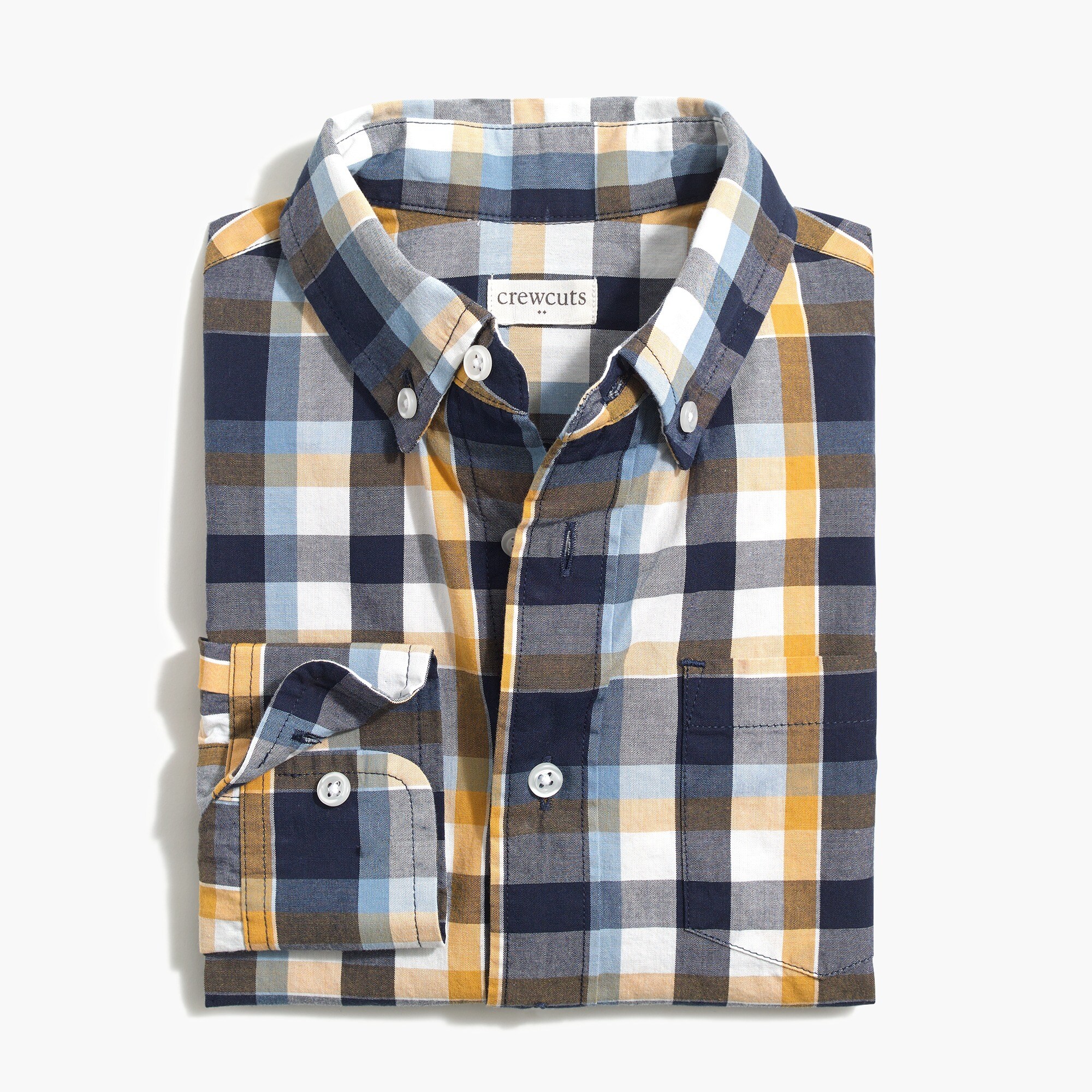 Boys' long-sleeve flex casual shirt in plaid